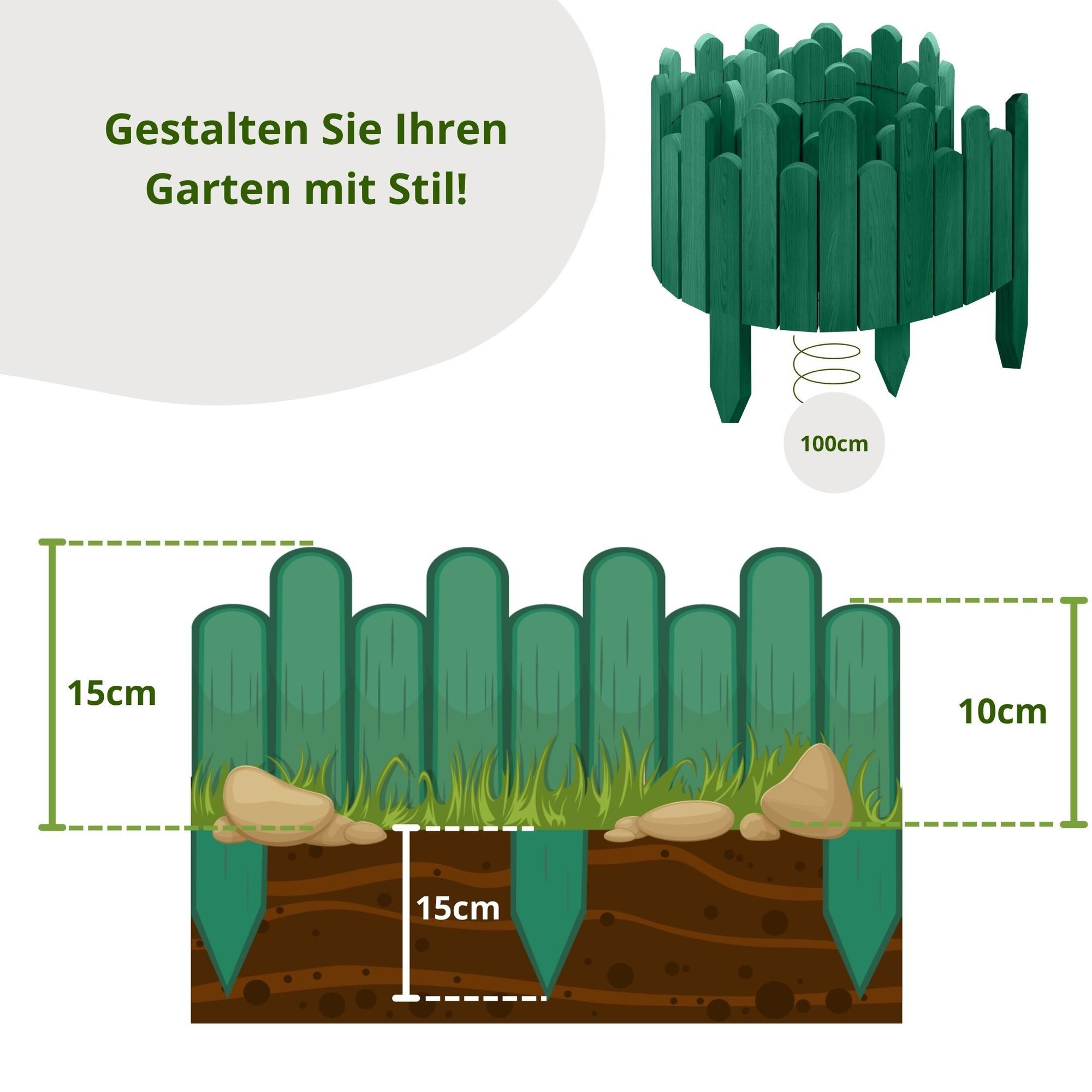 Floranica Palisade Beeteinfassung Rasenkante Flexible Holzzaun günstig online kaufen