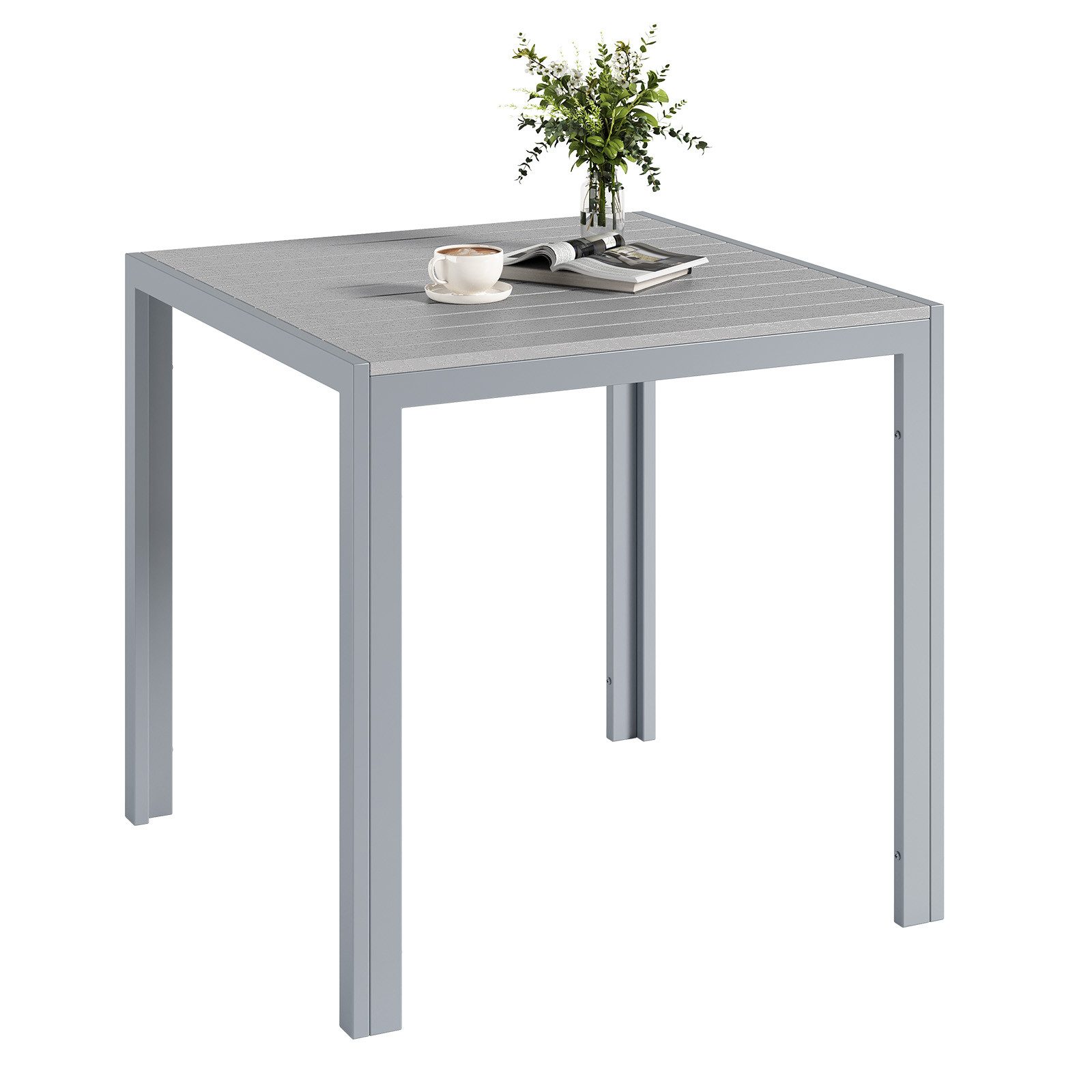 TLGREEN Gartentisch Aluminiumrahmen Quadratisch (75x75cm WPC günstig online kaufen