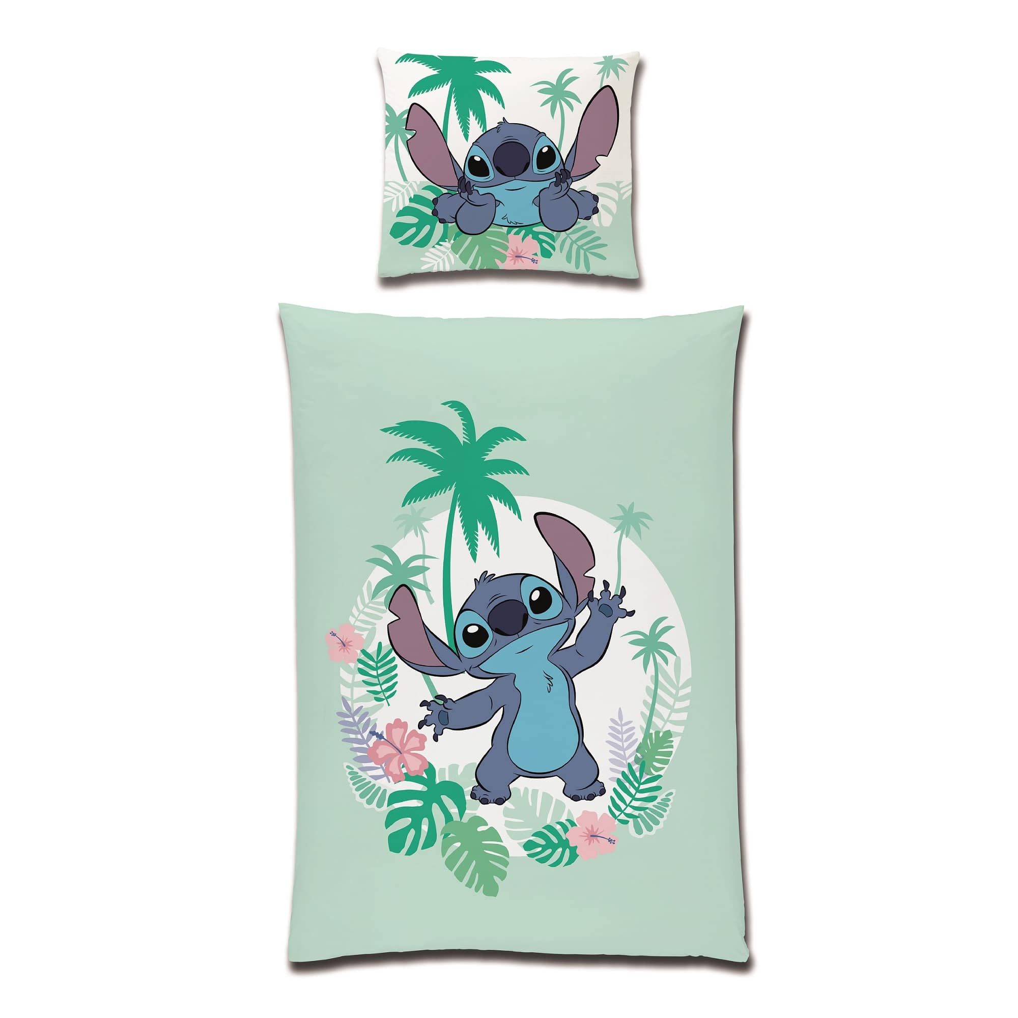 Kinderbettwäsche Lilo und Stitch "Aloha" aus 100% Baumwolle mit Reißverschluss