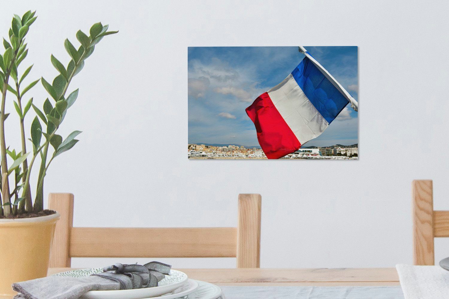 Wandbild Cannes, (1 OneMillionCanvasses® auf Flagge Aufhängefertig, Leinwandbild cm St), Blick Leinwandbilder, mit 30x20 Wanddeko, Französische