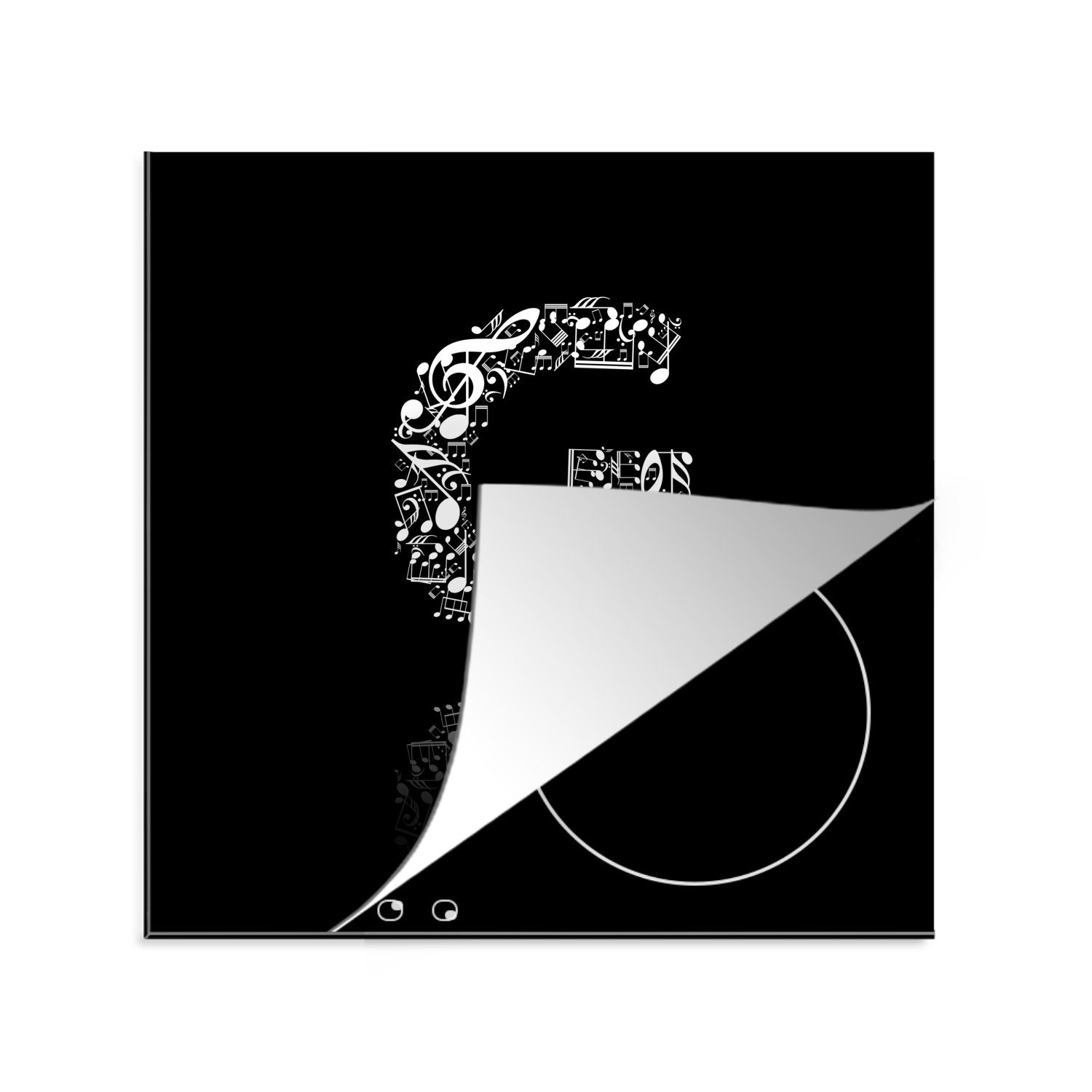 MuchoWow Herdblende-/Abdeckplatte Eine Illustration des Buchstabens G auf schwarzem Hintergrund, Vinyl, (1 tlg), 78x78 cm, Ceranfeldabdeckung, Arbeitsplatte für küche