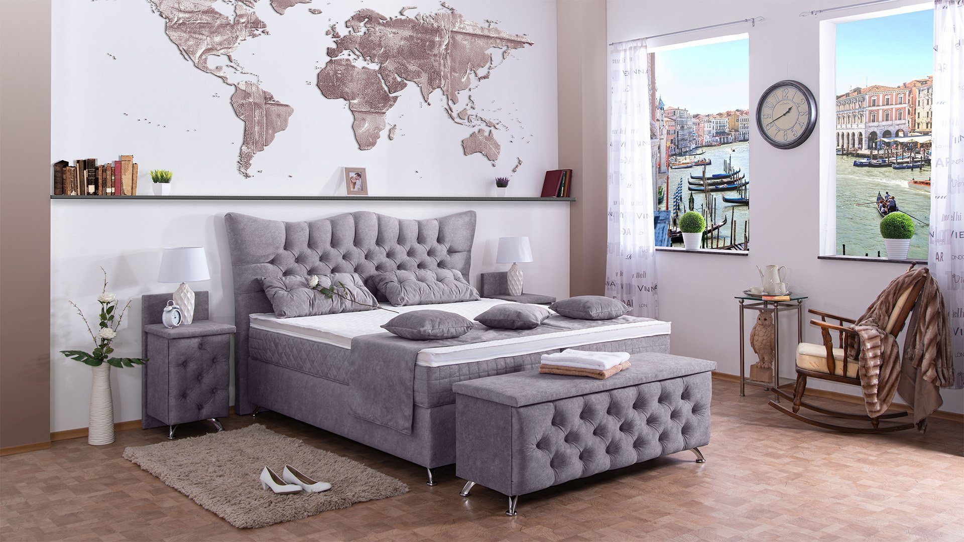 Meisterbetten Boxspringbett Rixi (7-Zonen Taschenfederkernmatratzen, Ergoflex), Inklusive kostenloser Lieferung und Aufbau