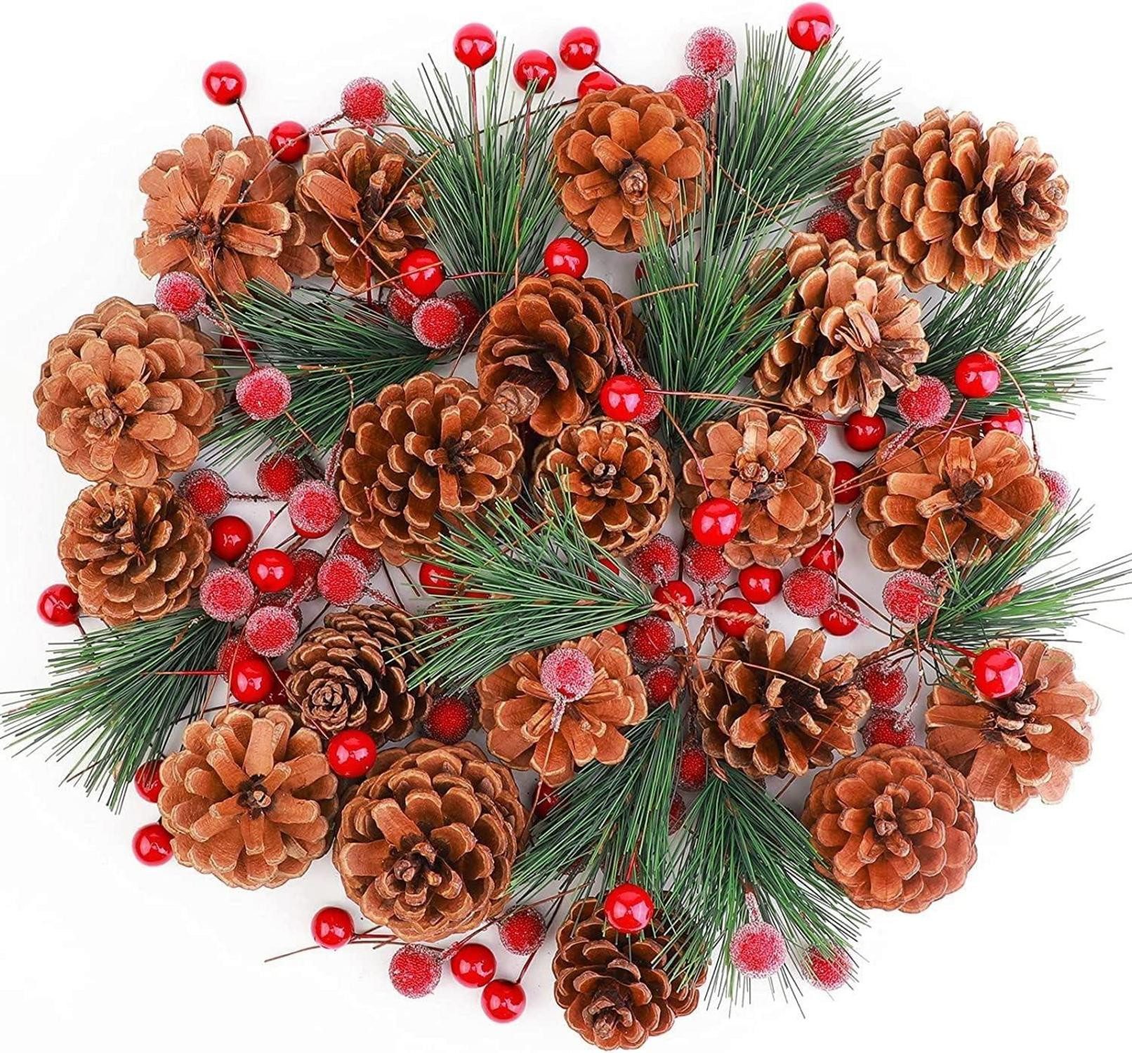 Dekohänger 130-teiliges Tannenzapfen Beeren Weihnachtsdeko Set für Christmas