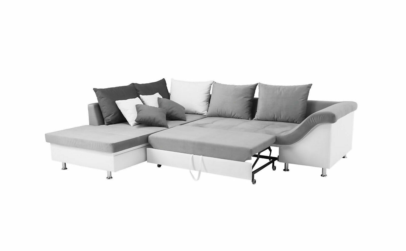 Schlafsofa in Europe Ecksofa Grau-weißes Bettfunktion, Modernes Luxus Couch Made Ecksofa JVmoebel