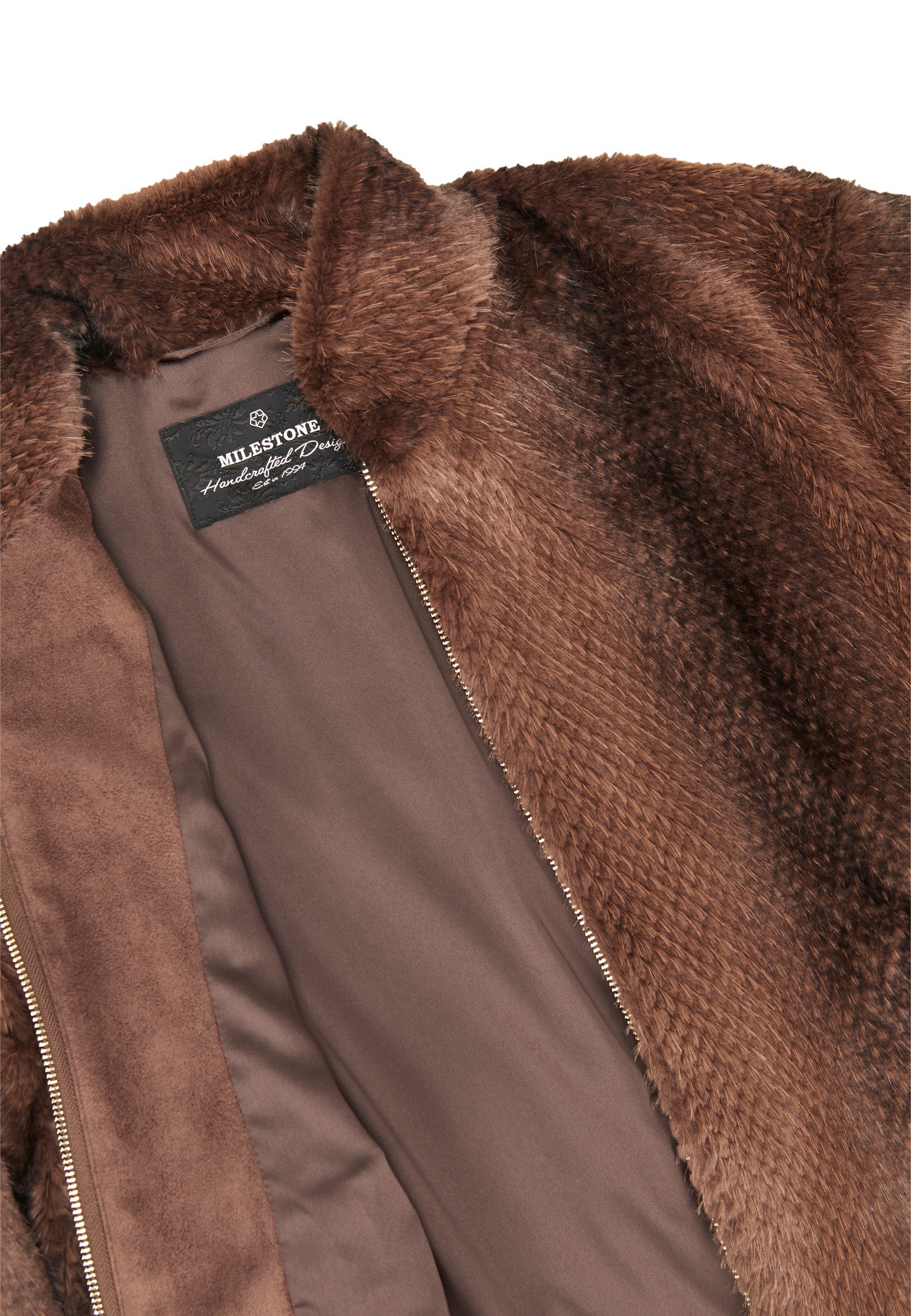 MILESTONE Fellimitatjacke MSAllegra Fedriger Kunstpelz mit Degradé-Farbverlauf & Satinfutter – Bild 4 von 5