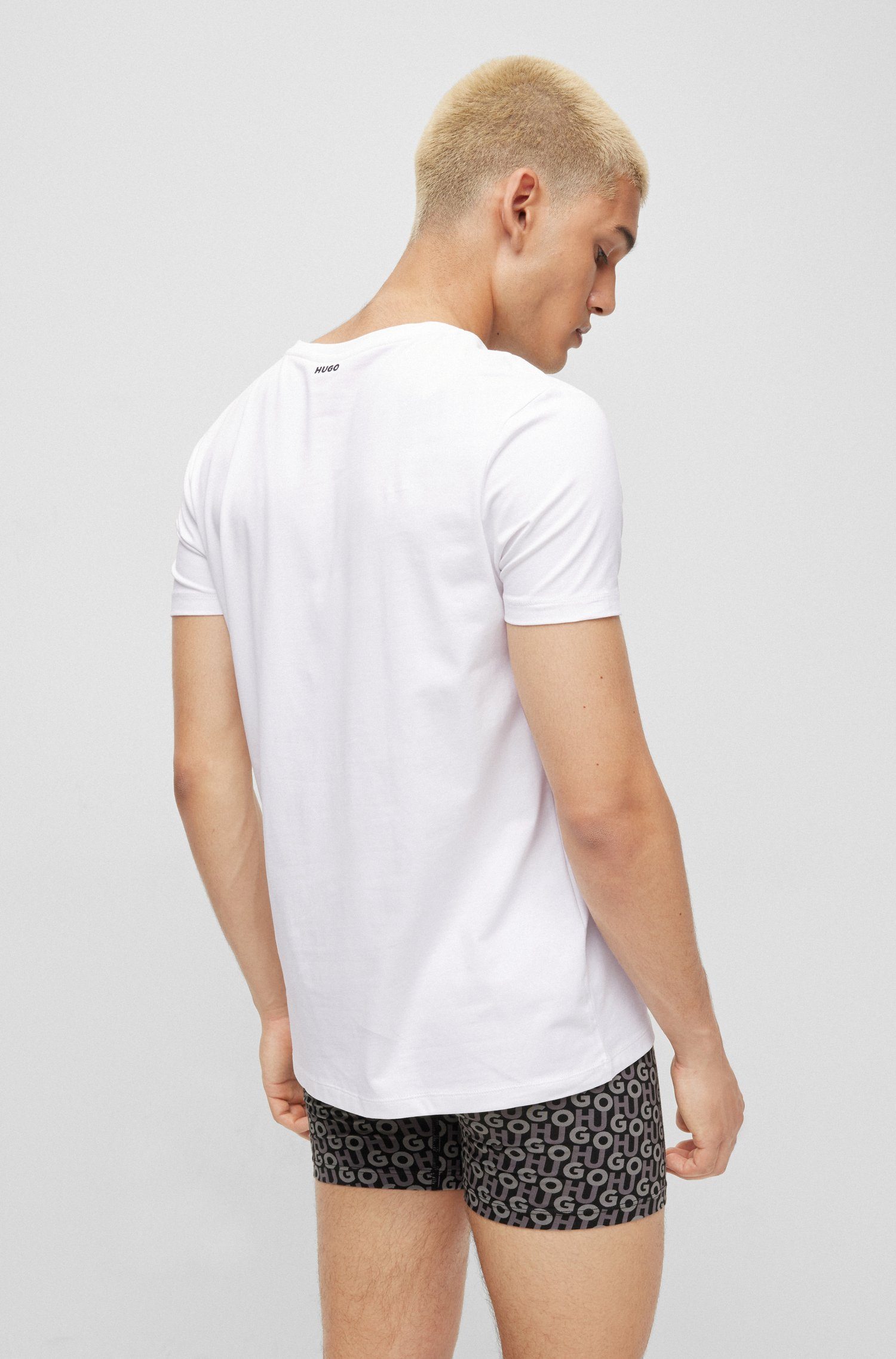 HUGO T-Shirt (100) (1-tlg) Weiß V-Doppelpack