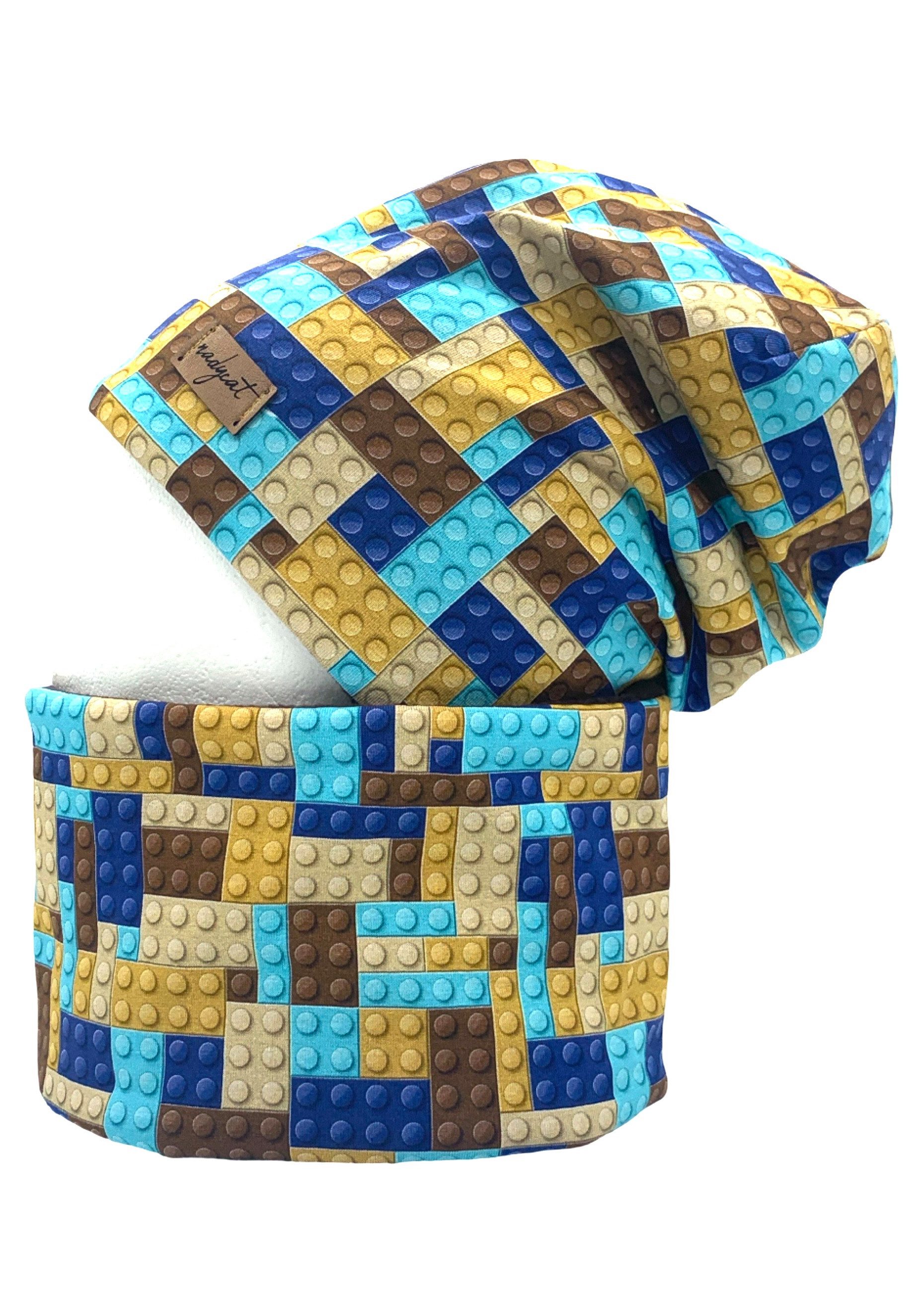 nadycat Beanie BAUSTEINE braun (2-St., Beanie mit passendem Loop) handgefer günstig online kaufen