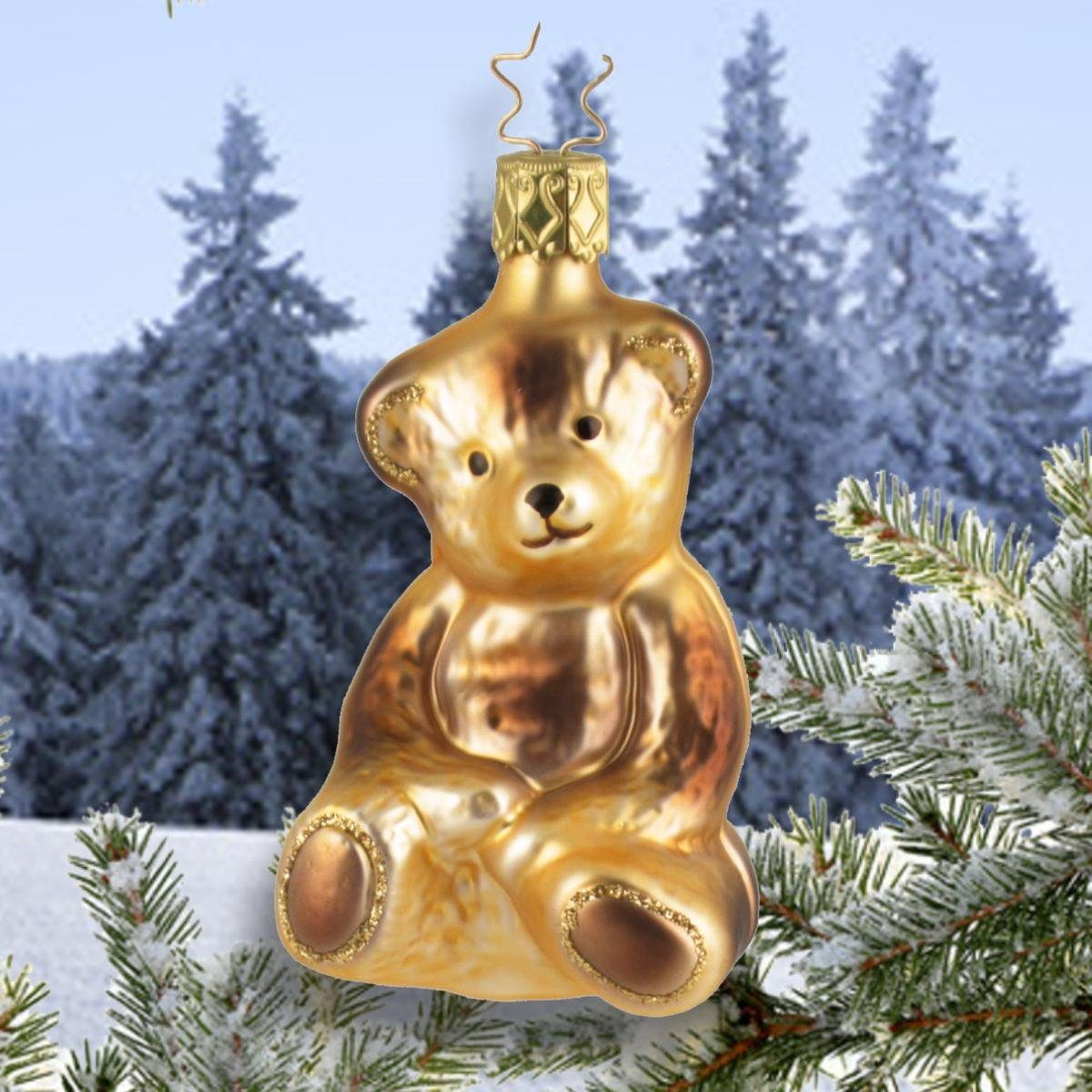 INGE-GLAS® (1-tlg) Weihnachts-Hänger Teddy INGE-GLAS® Christbaumschmuck 8,5 cm ca.