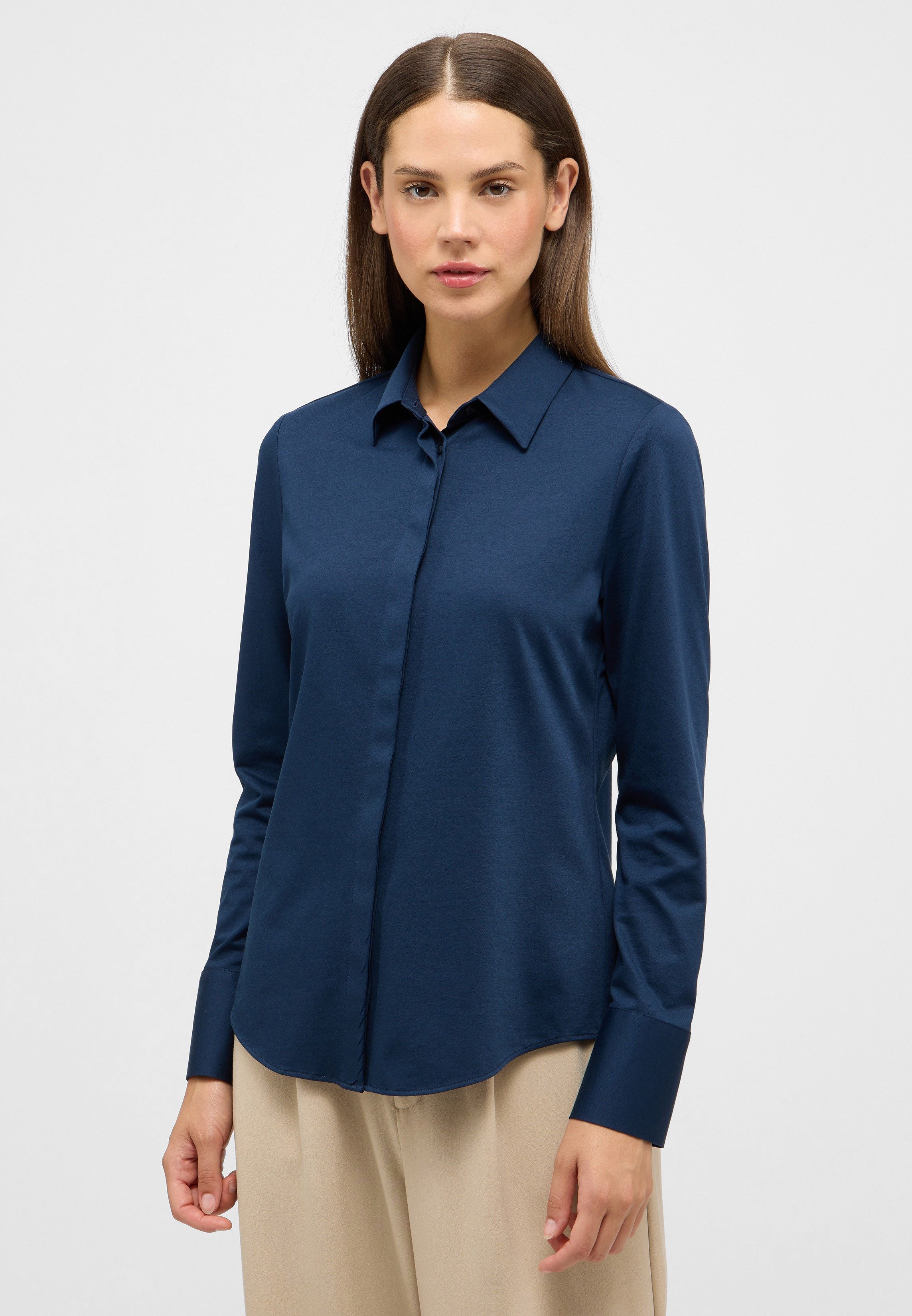 Eterna Blusentop ETERNA FITTED Langarm Bluse marine stretch 5780-19-DY70 - Japanese