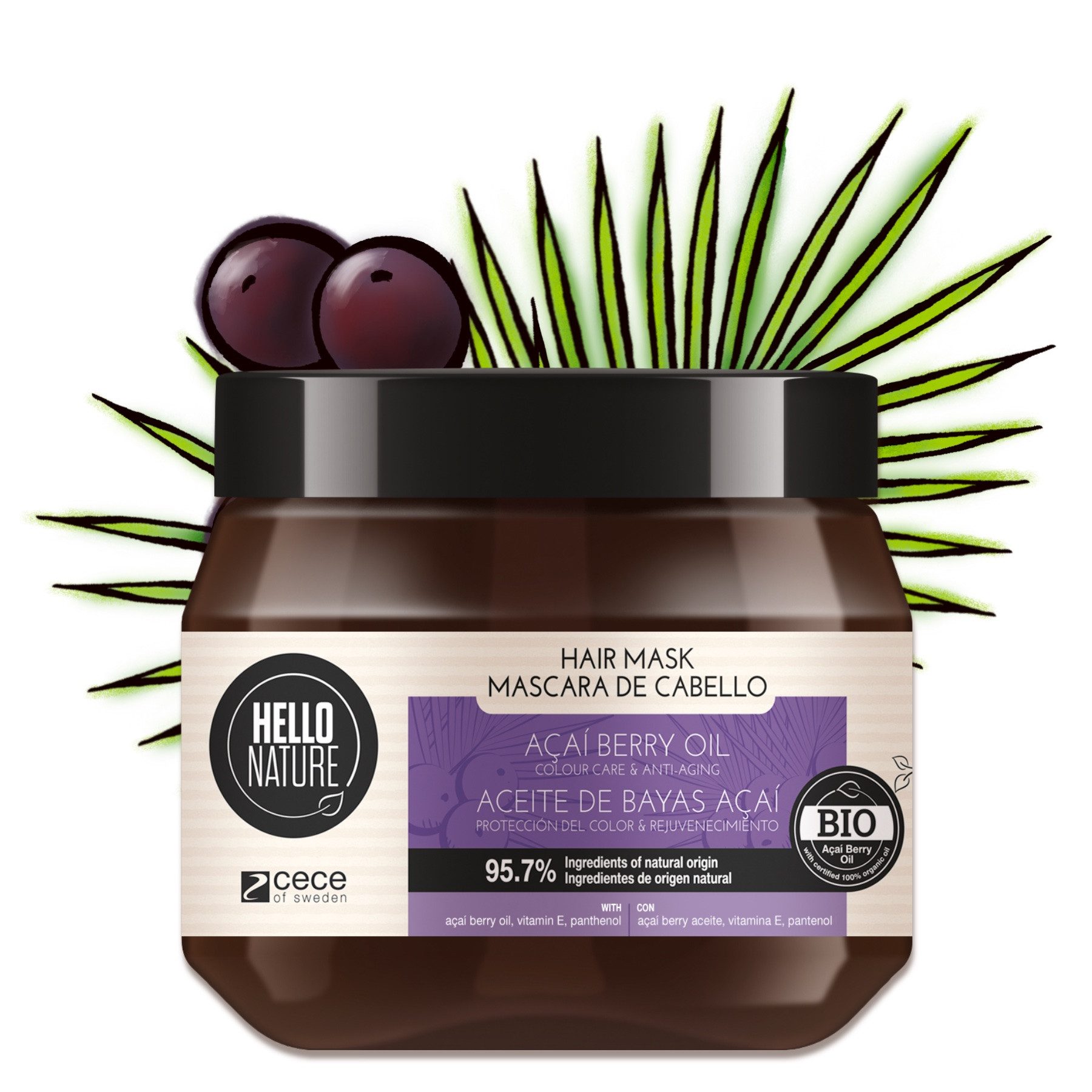 Hello Nature Haarmaske Acai Beere Haarkur Haar Repair Regeneration Intensivpflege Bio Vegan, 1-tlg., Haarmaske, Haarkur, Pflege, Hello Nature