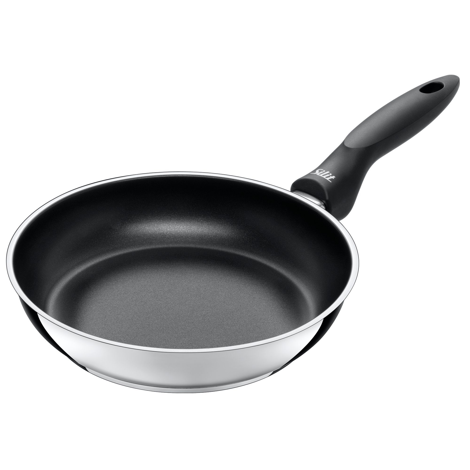 Silit Bratpfanne Silit Domus Stielpfanne, 24 cm, Edelstahl rostfrei 18/10 (1-tlg., Bratpfanne beschichtet 24 cm (Höhe 5 cm), - optimal für Herdplatten mit Ø 18 cm