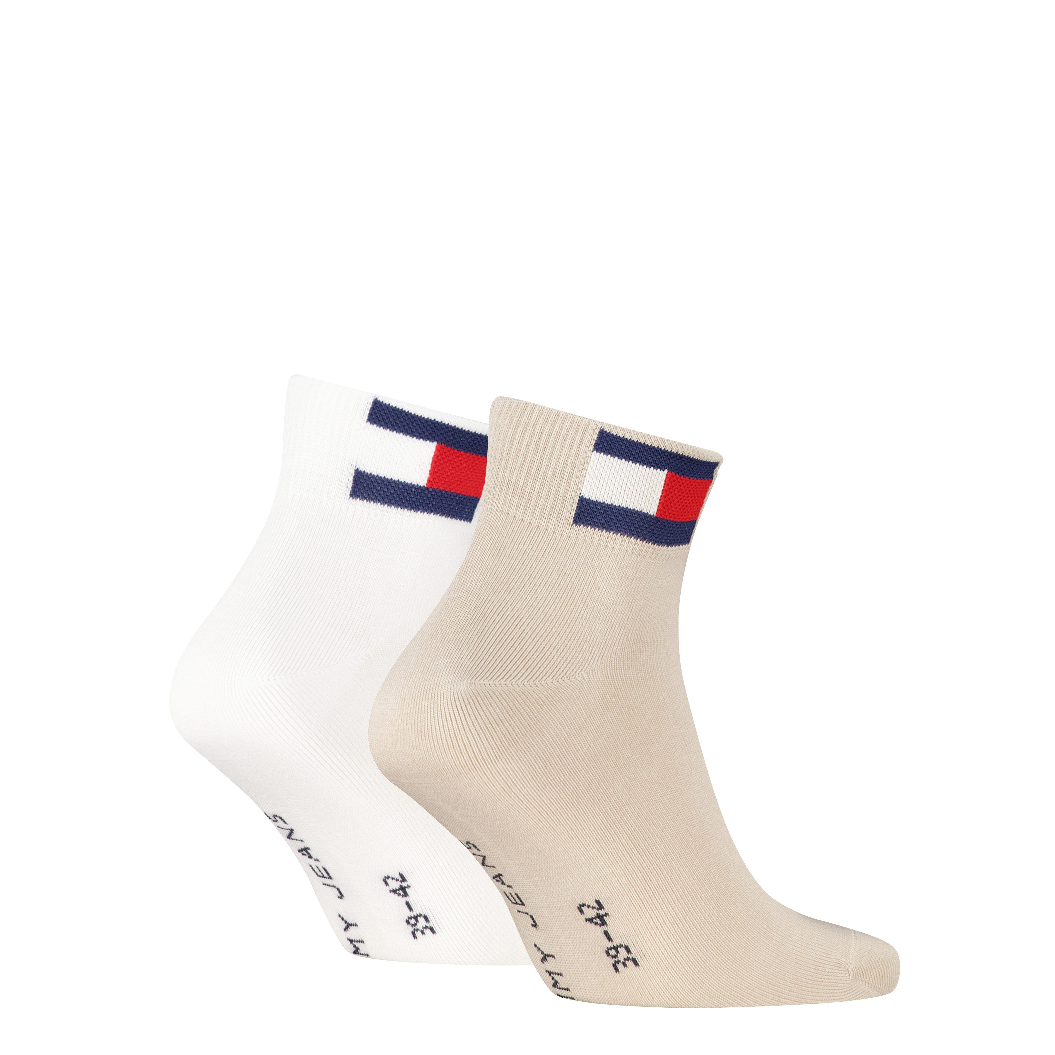 Tommy Hilfiger Kurzsocken TH UNI TJ QUARTER 2P FLAG (2 Paar) Verstärkte Ferse und Spitze für zusätzliche Strapazierfähigkeit