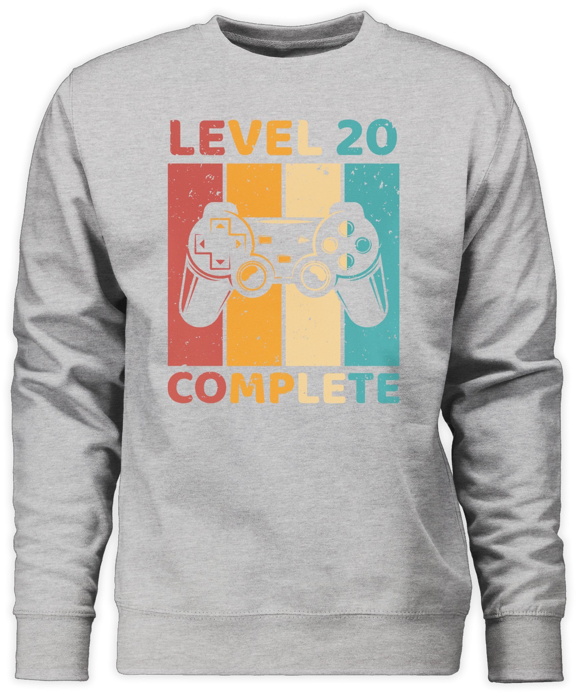 meliert Sweatshirt Freigeschalten - Complete Shirtracer Unlocked 20 Geburtstag Grau 3 Zwanzig 20. - (1-tlg) Level Completed Zocker