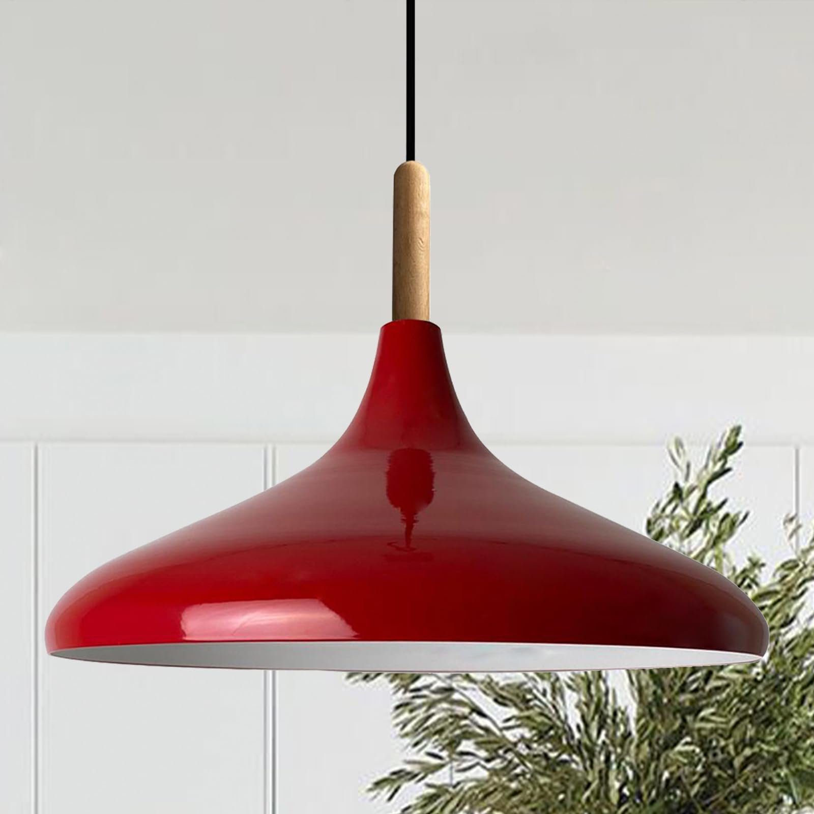 Bamyum Pendelleuchte Bamyum Pendelleuchte I Holz-Metall cm Leuchtmittel E27 Champion Moderne Ø35 I ohne Rot Lampe