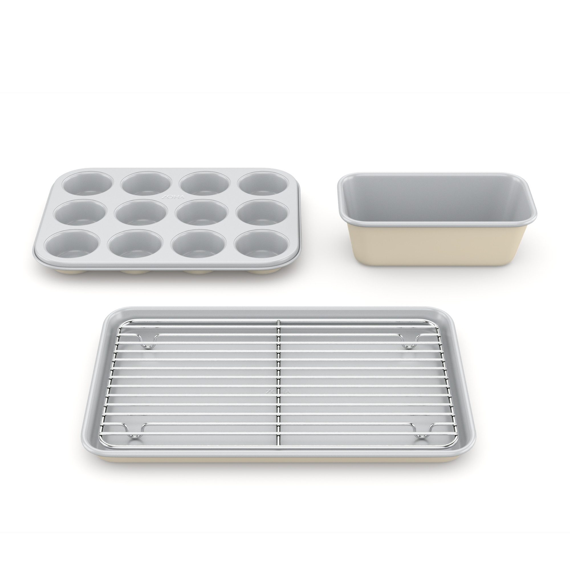 Zoha Backform mit Aluminiumkern und innovativer keramischen Antihaftbeschichtung, (3-tlg), Bis zu 290 °C hitzebeständiger Alu-Stahlkern, mühelose Reinigung