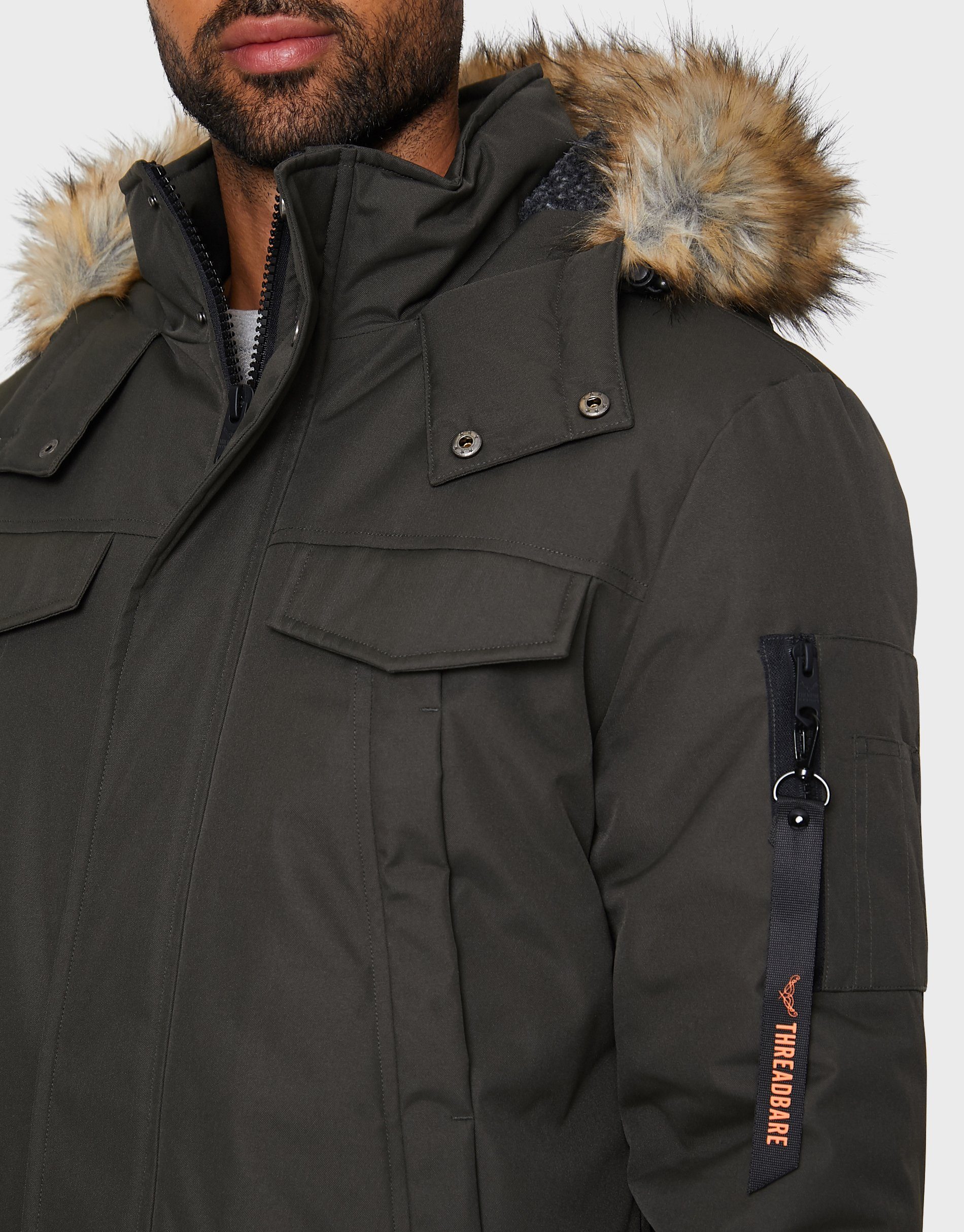 Estate Jacket Recycled Khaki- Threadbare Winterjacke Padded (GRS) zertifiziert Standard olivgrün THB Global