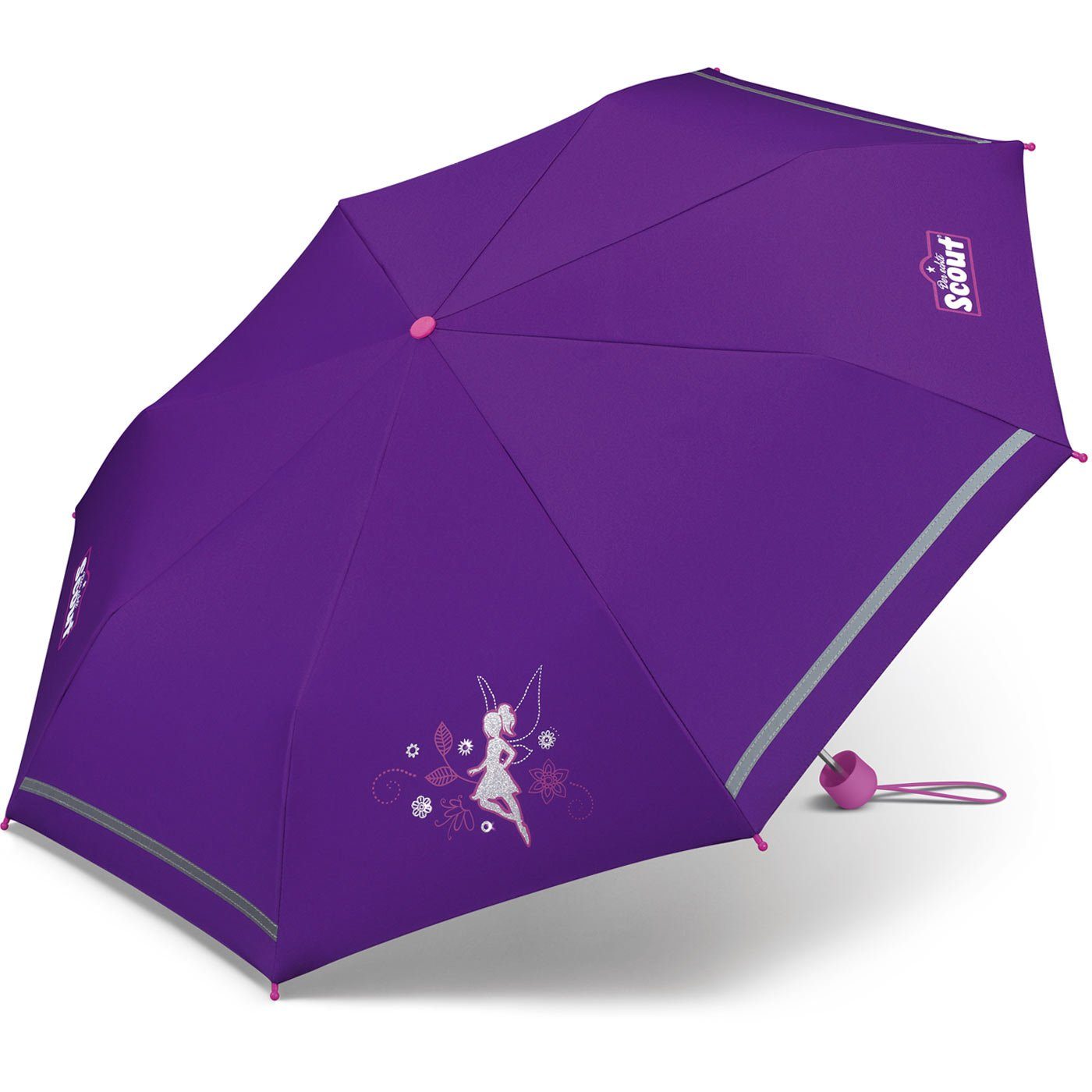 bedruckt, reflektierend Taschenregenschirm Basic leicht Mini Scout Kinderschirm