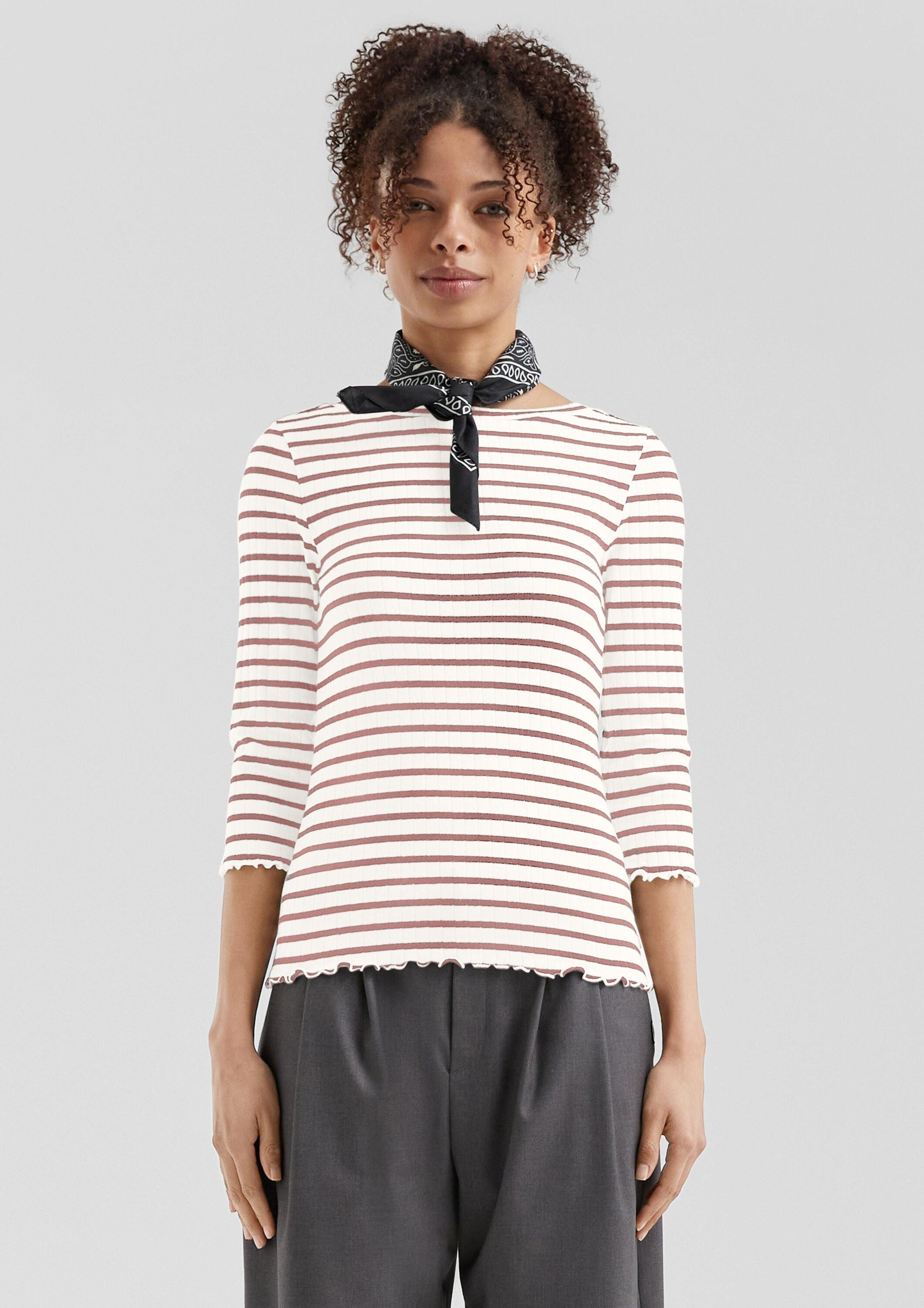 QS 3/4-Arm-Shirt T-Shirt Ringelshirt mit Rippstruktur und 3/4-Arm günstig online kaufen