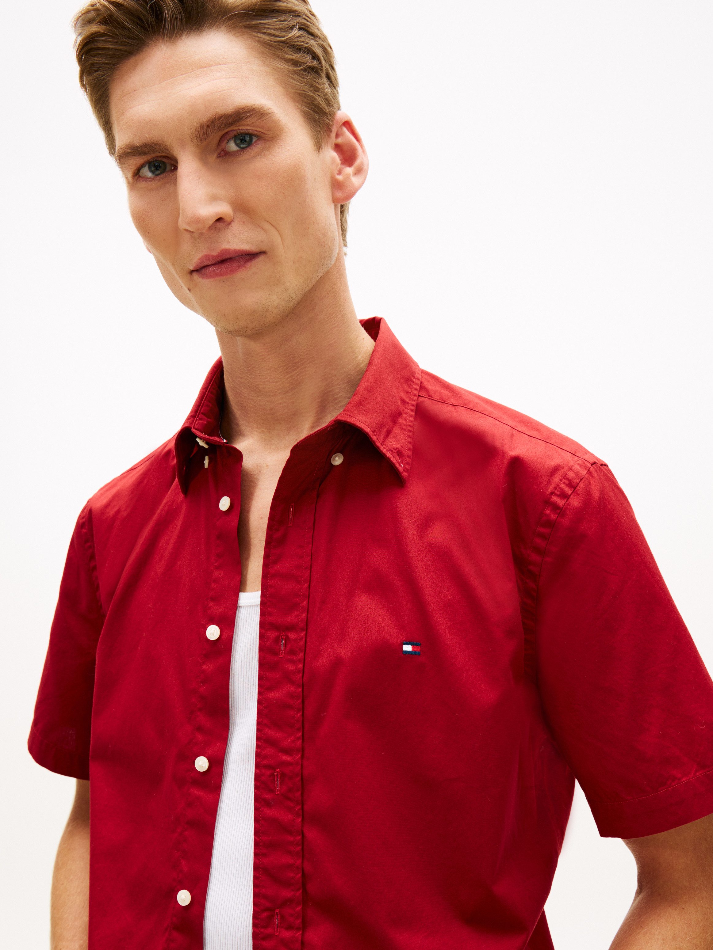 Tommy Hilfiger Kurzarmhemd FLEX POPLIN SOLID Regular fit mit Button-Down-Kr günstig online kaufen