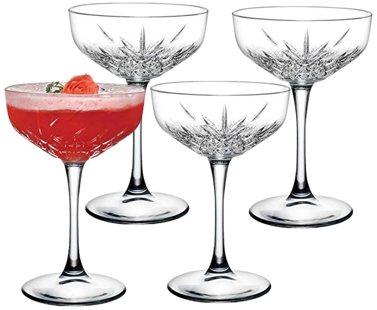 Pasabahce Cocktailglas Pasabahce Timeless Sekt/Cocktailschale 4er Set, Kristallglas