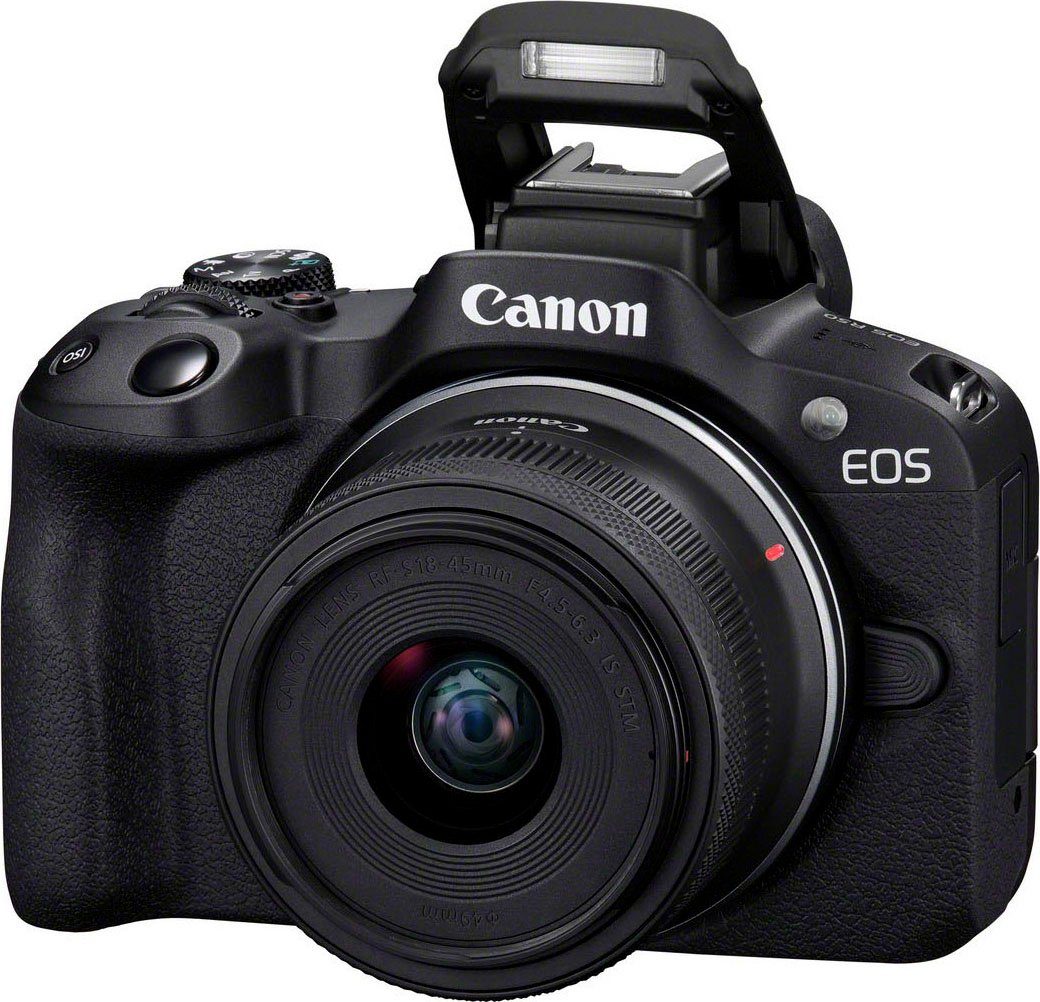 24,2 MP, Objektiv RF-S Kit 18-45mm Systemkamera EOS IS IS R50 F4.5-6.3 + Bluetooth, Canon STM WLAN, 18-45 (RF-S STM, inkl. IS) 18-45mm F4.5-6.3 RF-S