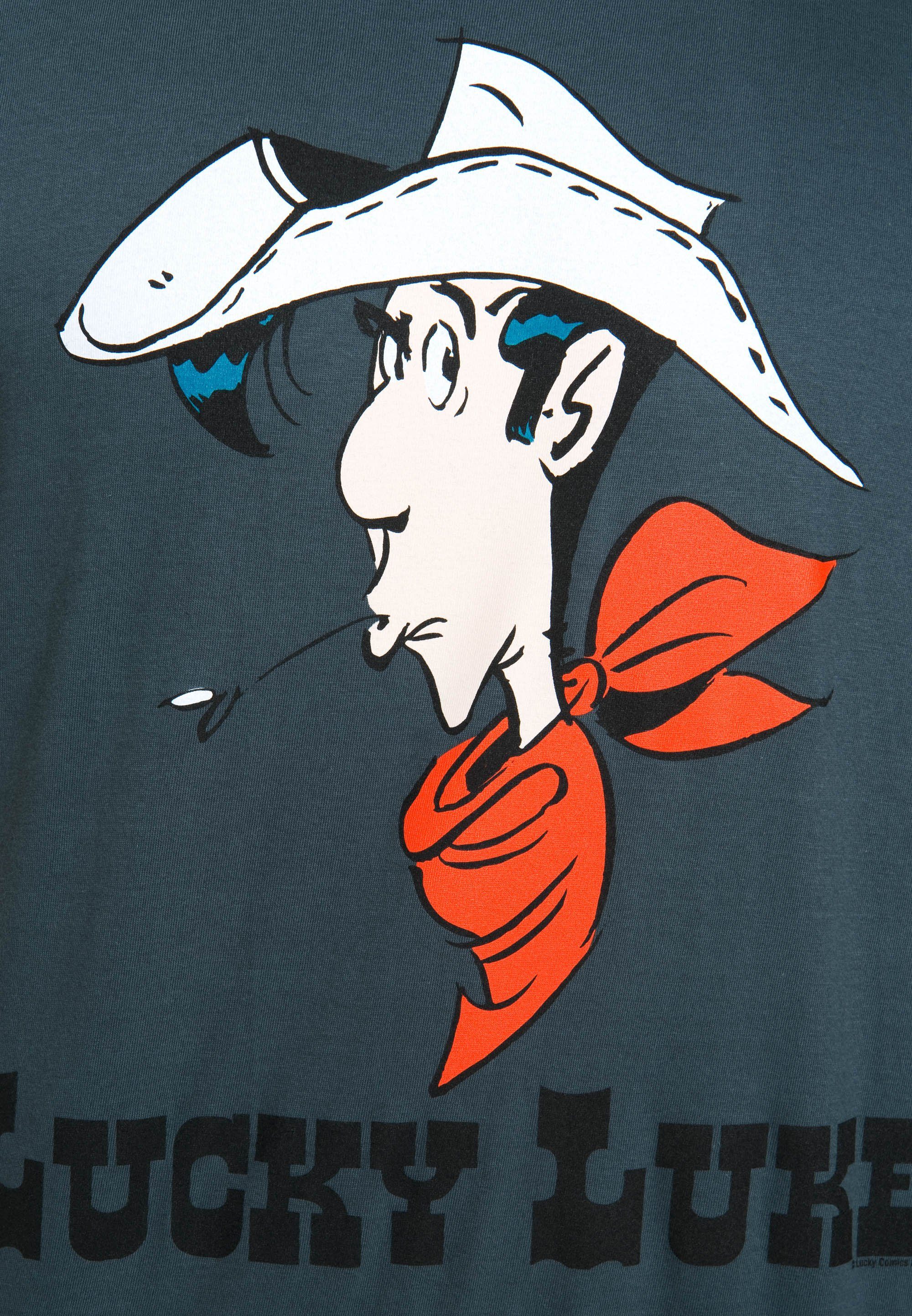 LOGOSHIRT T-Shirt Lucky Luke Portrait mit originellem Aufdruck