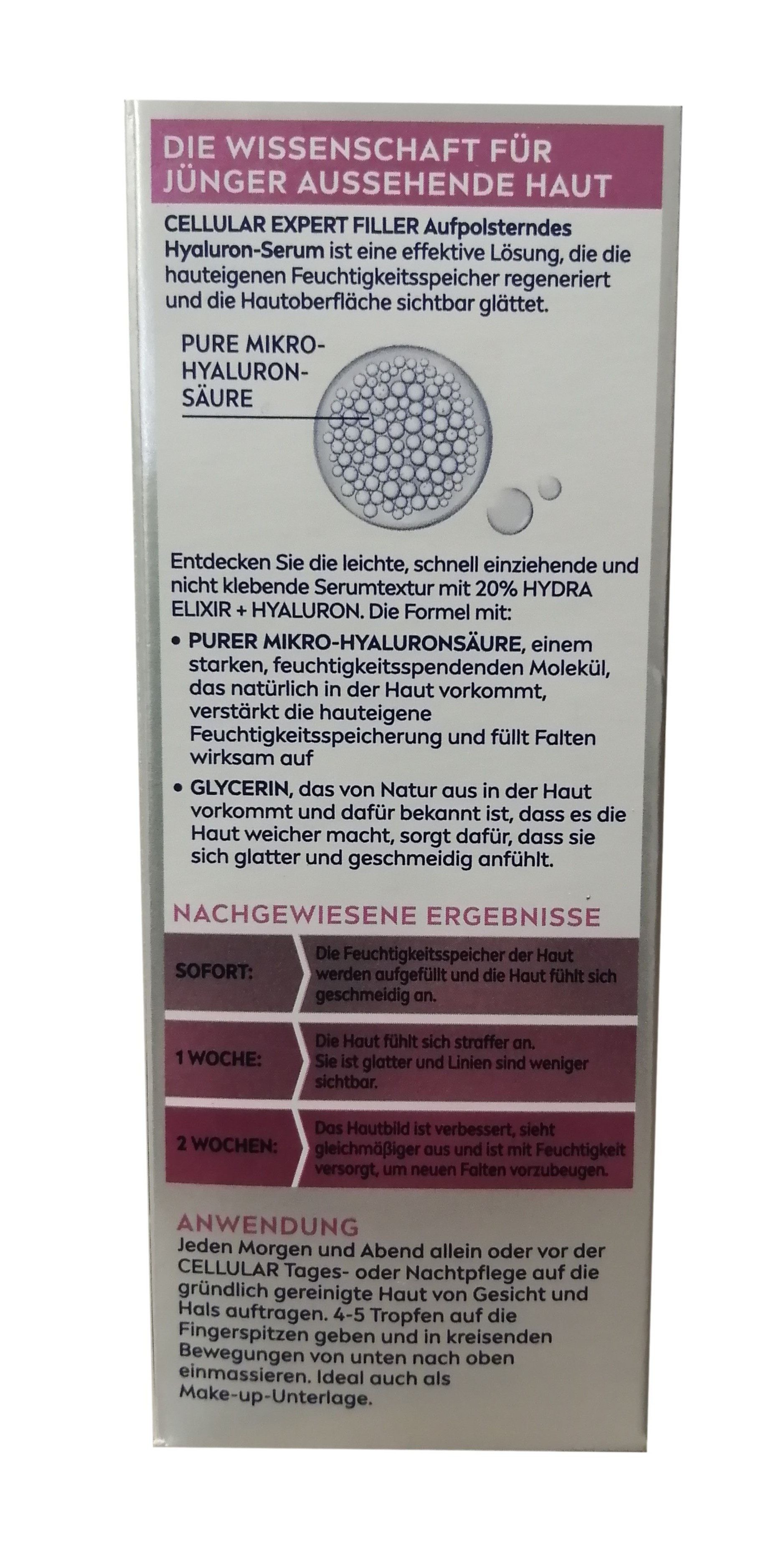 Nivea Anti-Falten-Serum 1x NIVEA Cellular Expert Filler Aufpolsterndes Hyaluron-Serum 30 ml, 1-tlg., Gesichtspflege für geglättete Falten
