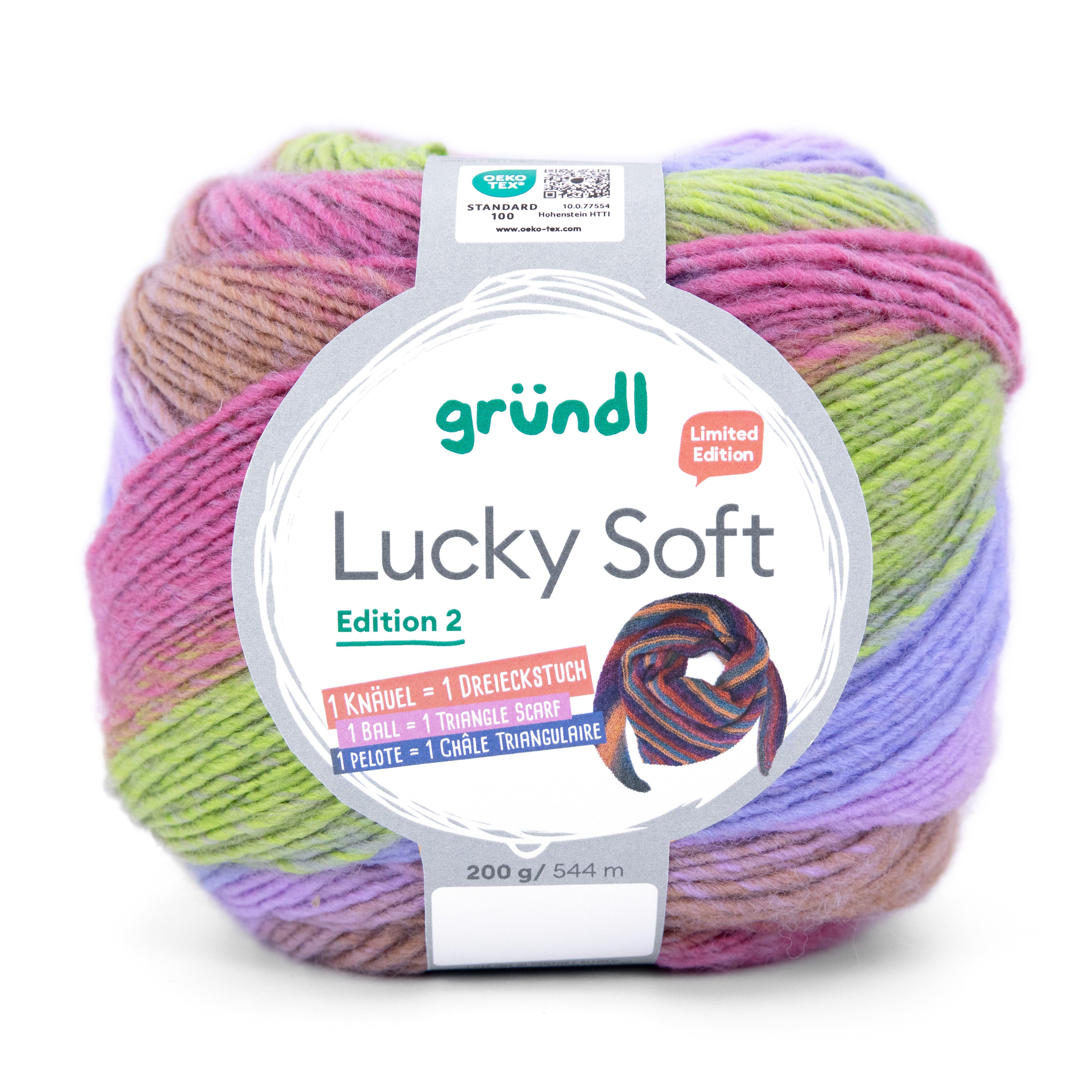 Gründl Gründl Wolle Lucky Soft Bobbel Farbverlaufswolle 200g Häkelwolle, 544,00 m (Wolle mit Farbverlauf zum stricken und häkeln, Strickgarn, Strickwolle, Handstrickgarn), 70% Polyacryl, 30% Wolle