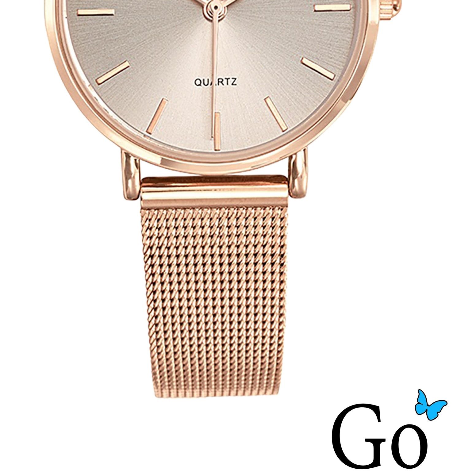 Girl Only Quarzuhr Girl Only GO Damen Armbanduhr, (Analoguhr), Damenuhr GO rosegold, mittel (ca 32mm) Edelstahlarmband, Fashion-Style