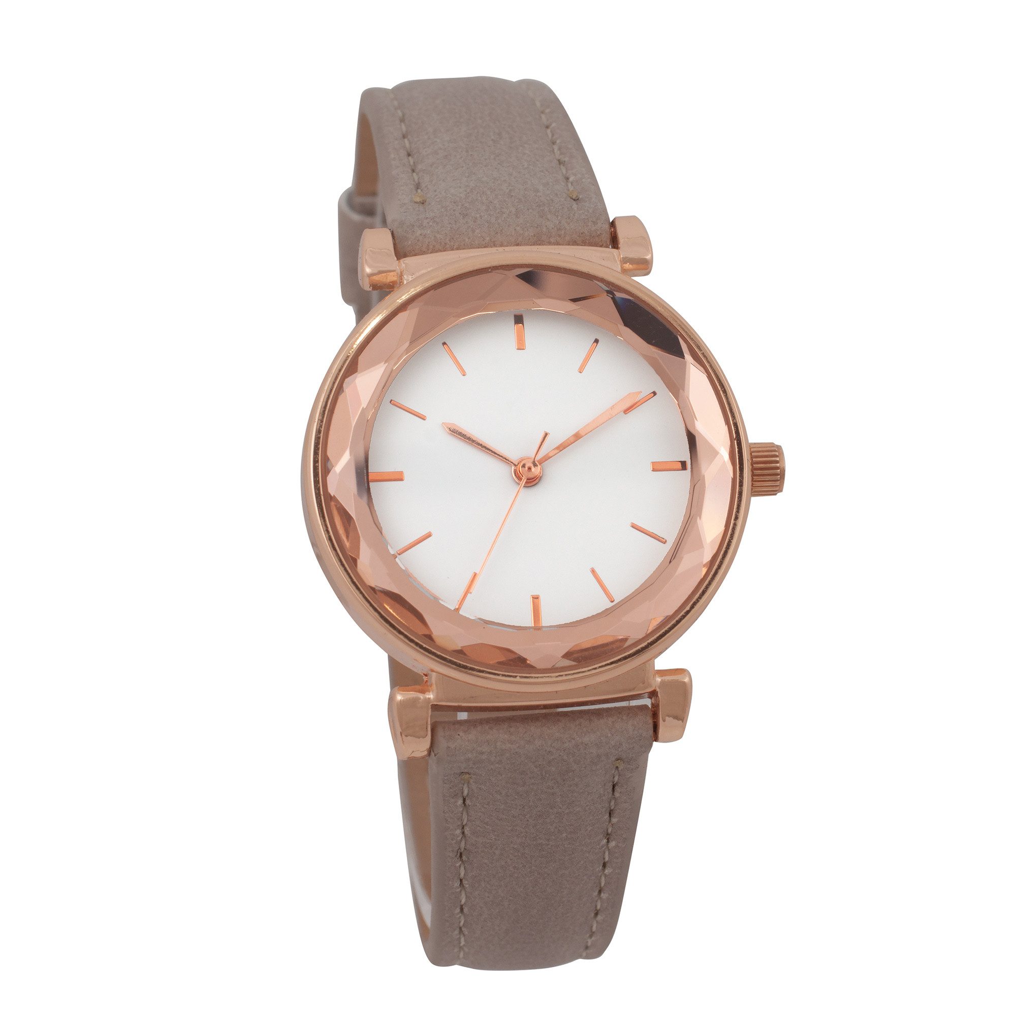 Miraval Quarzuhr Armbanduhr Beige mit Lederarmband, Edelstahlgehäuse & weißes Zifferblatt