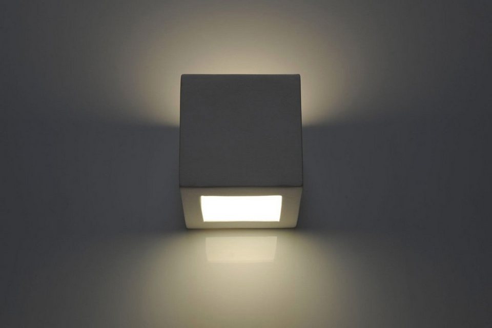 SOLLUX lighting Deckenleuchte Wandlampe Wandleuchte Keramik LEO, 1x E27, ca.  14x14x14 cm, geeignet für Leuchtmittel E27 max. 60 Watt