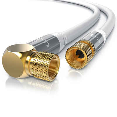 Primewire SAT-Kabel, Koax, F-Verbinder (50 cm), HDTV SAT Koax Kabel 90° gewinkelt, 4fach Schirmung, 135dB, 75Ohm, 0,5m