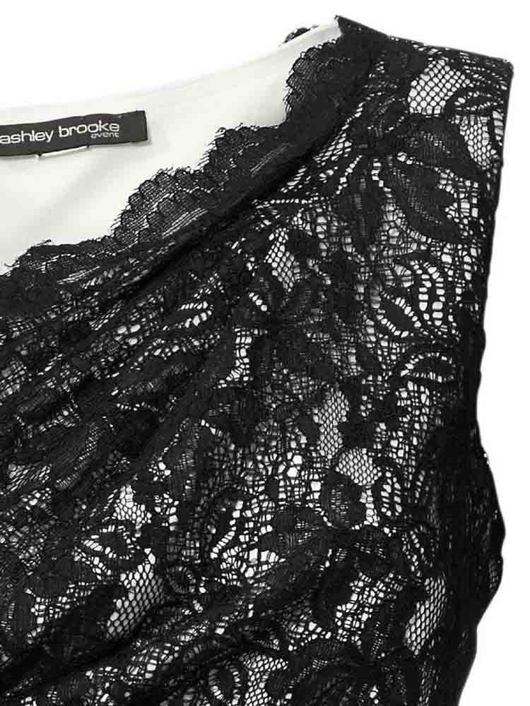 Ashley Brooke by Damen offwhite-schwarz heine Spitzenshirt ASHLEY Designer-Satin-Spitzenshirt, BROOKE