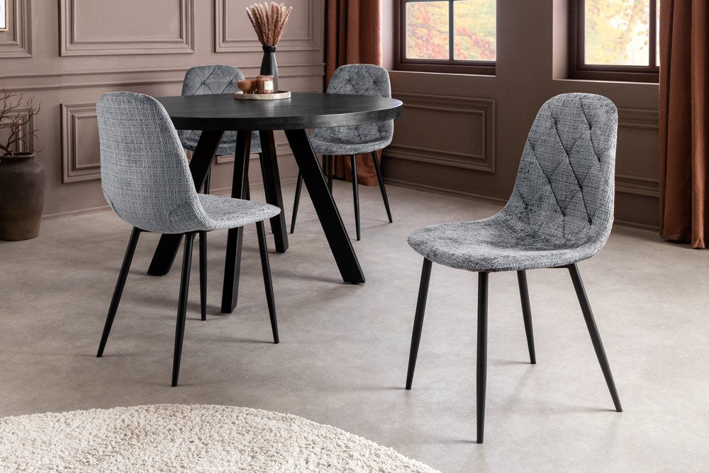 riess-ambiente Esszimmerstuhl GLAMM grau/schwarz - Chenille Cremona, Metallbeine, Rauten-Steppung (Set, 2 St), ideal für Küche, Ess-, Wohn- und Arbeitszimmer oder Home Office