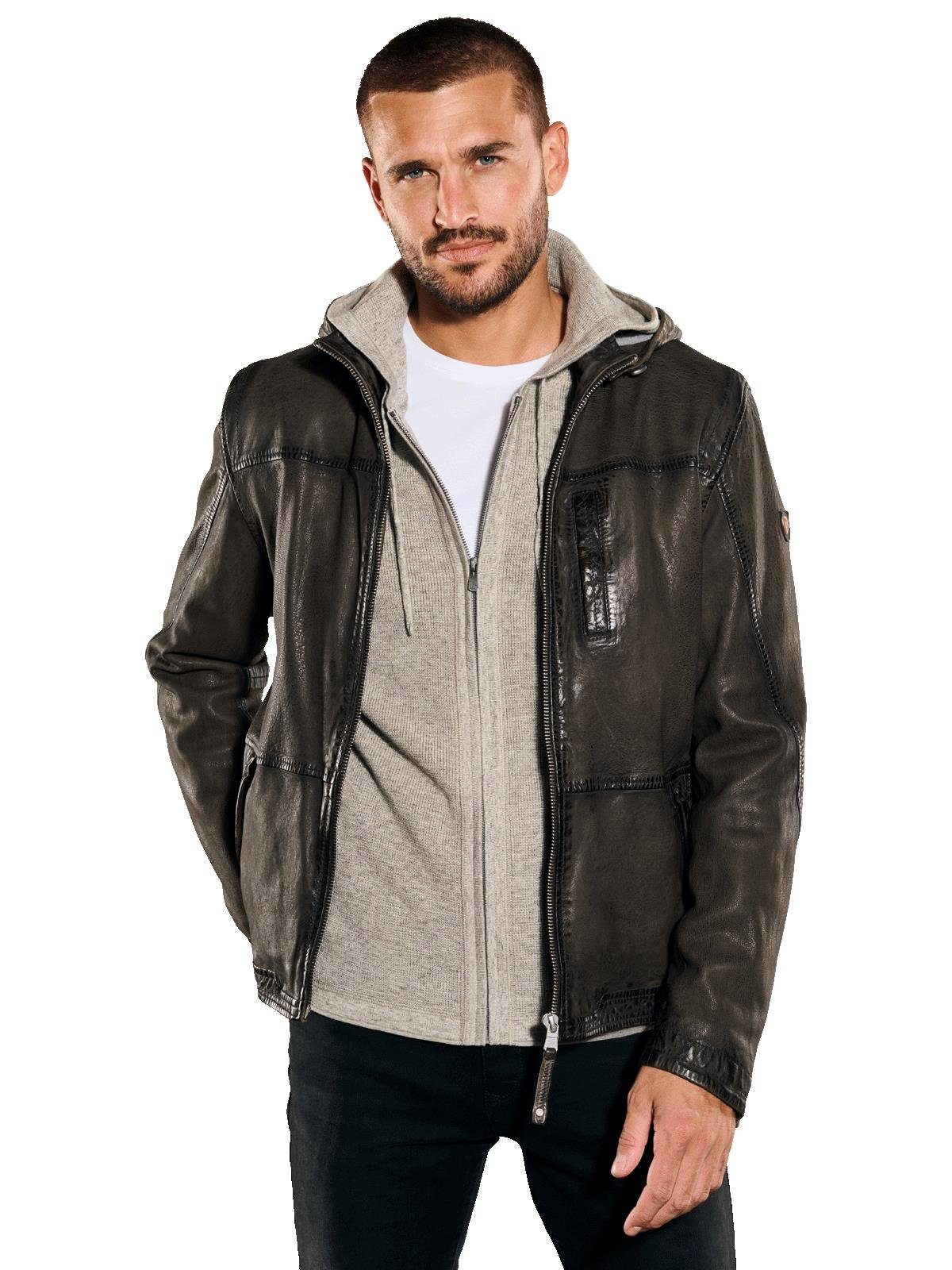 emilio adani Lederjacke mit abnehmbarer Kapuze Lederjacke