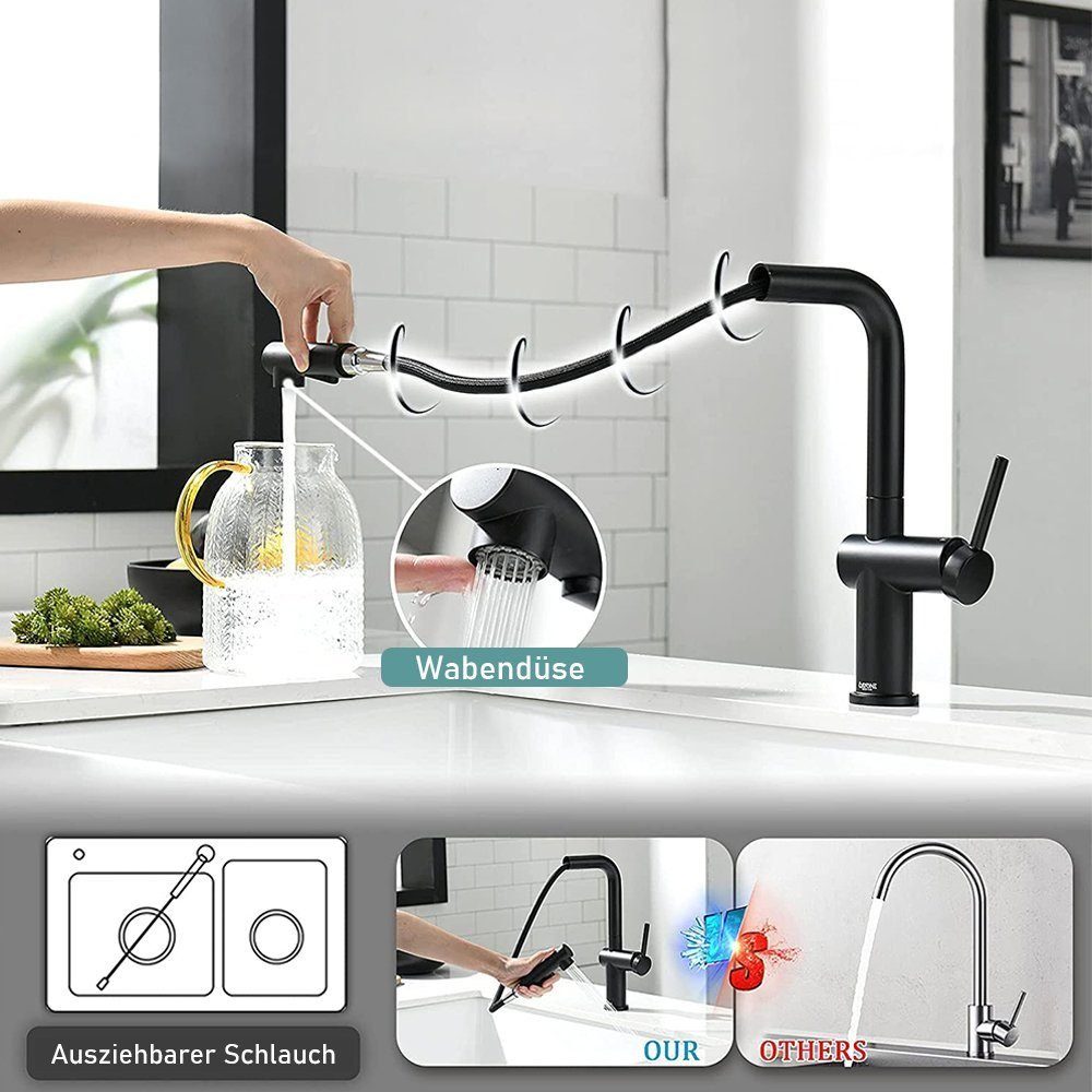 Küchenarmatur Ausziehbar XERSEK 1/2 Wasserhahn Waschtischarmatur Brause Spültischarmatur Modis