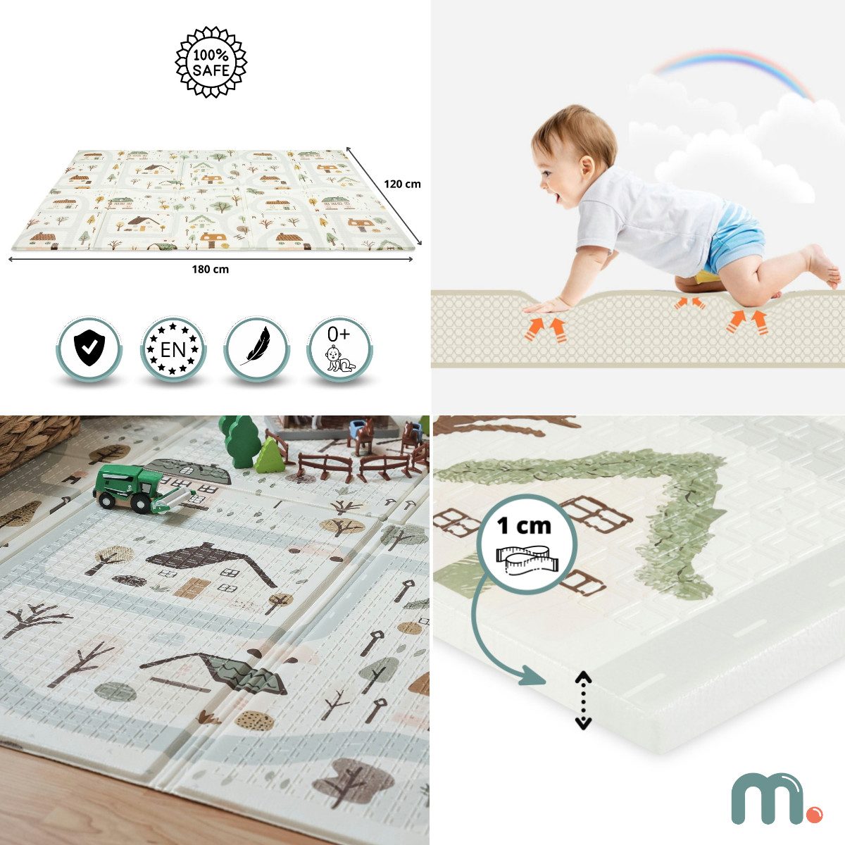 Mamabrum Spiel-Parkhaus Doppelseitig faltbare Schaumstoffmatte 180 x 120 x 1cm