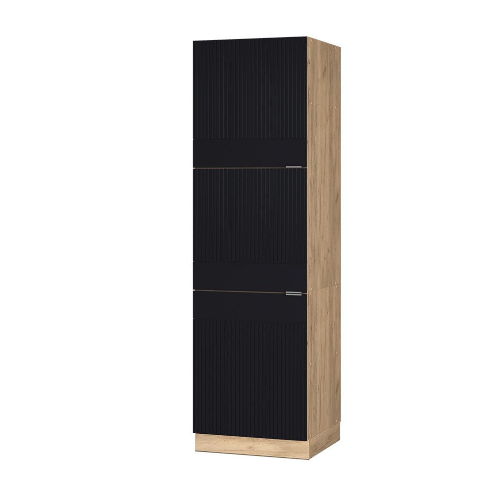 Vicco Herdumbauschrank Fame-Line, Schwarz gestreift/Goldkraft Eiche, günstig online kaufen