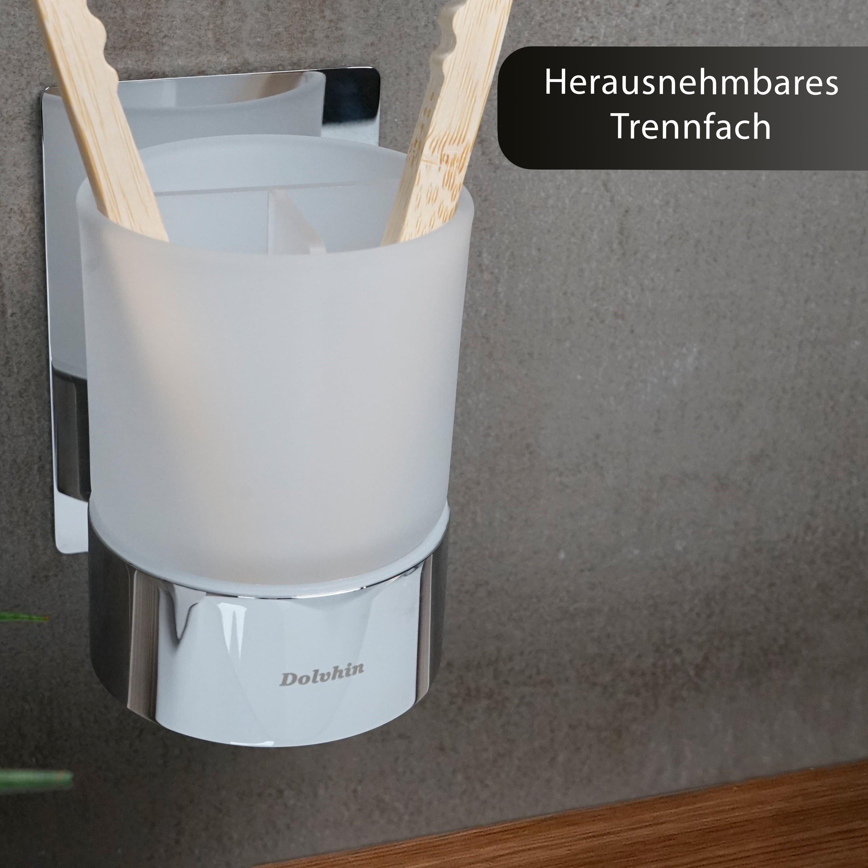 Dolvhin Zahnputzbecher Wandmontage ohne Bohren, Glas günstig online kaufen