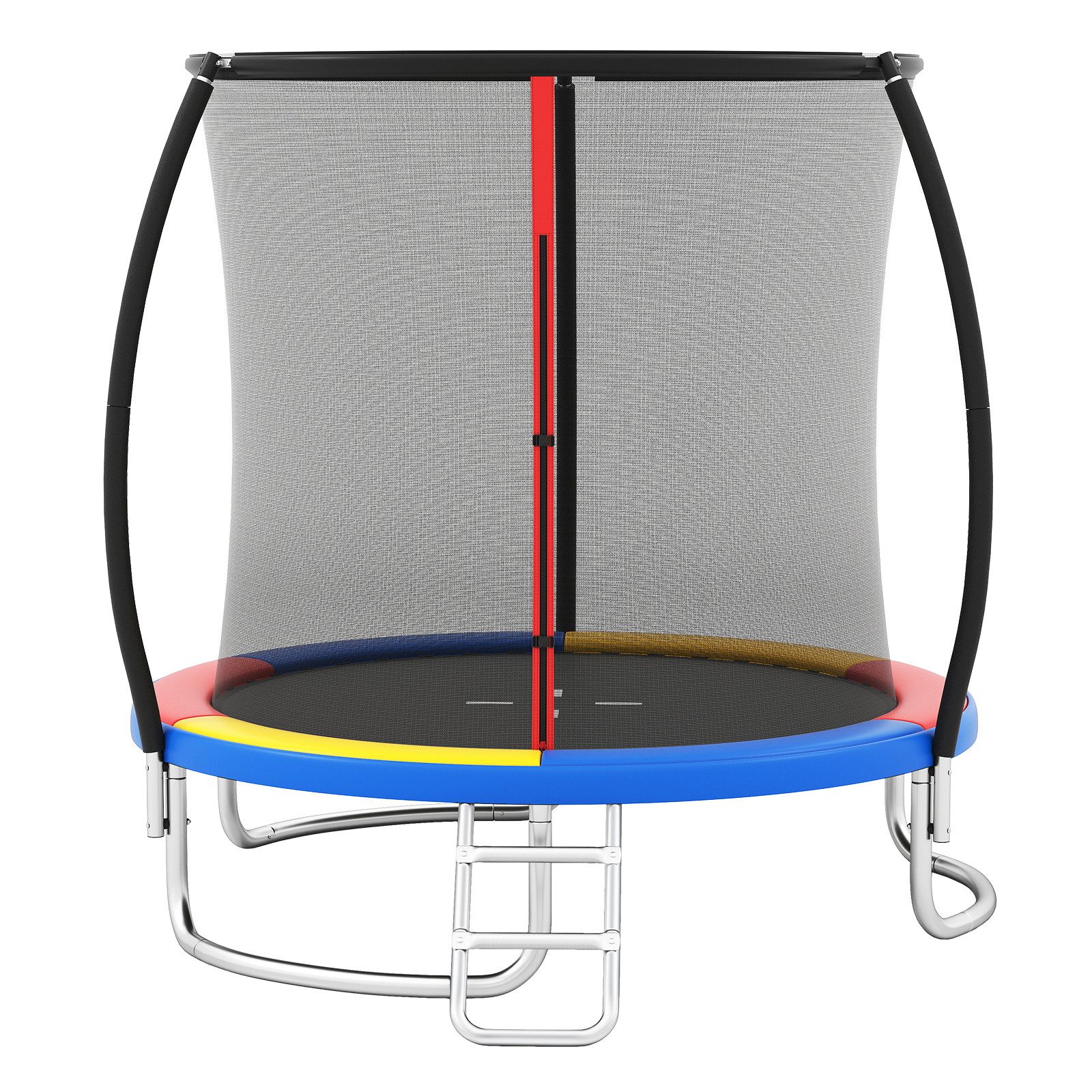 COSTWAY Gartentrampolin, Ø 244 cm, Trampolin, mit Sicherheitsnetz & Leiter