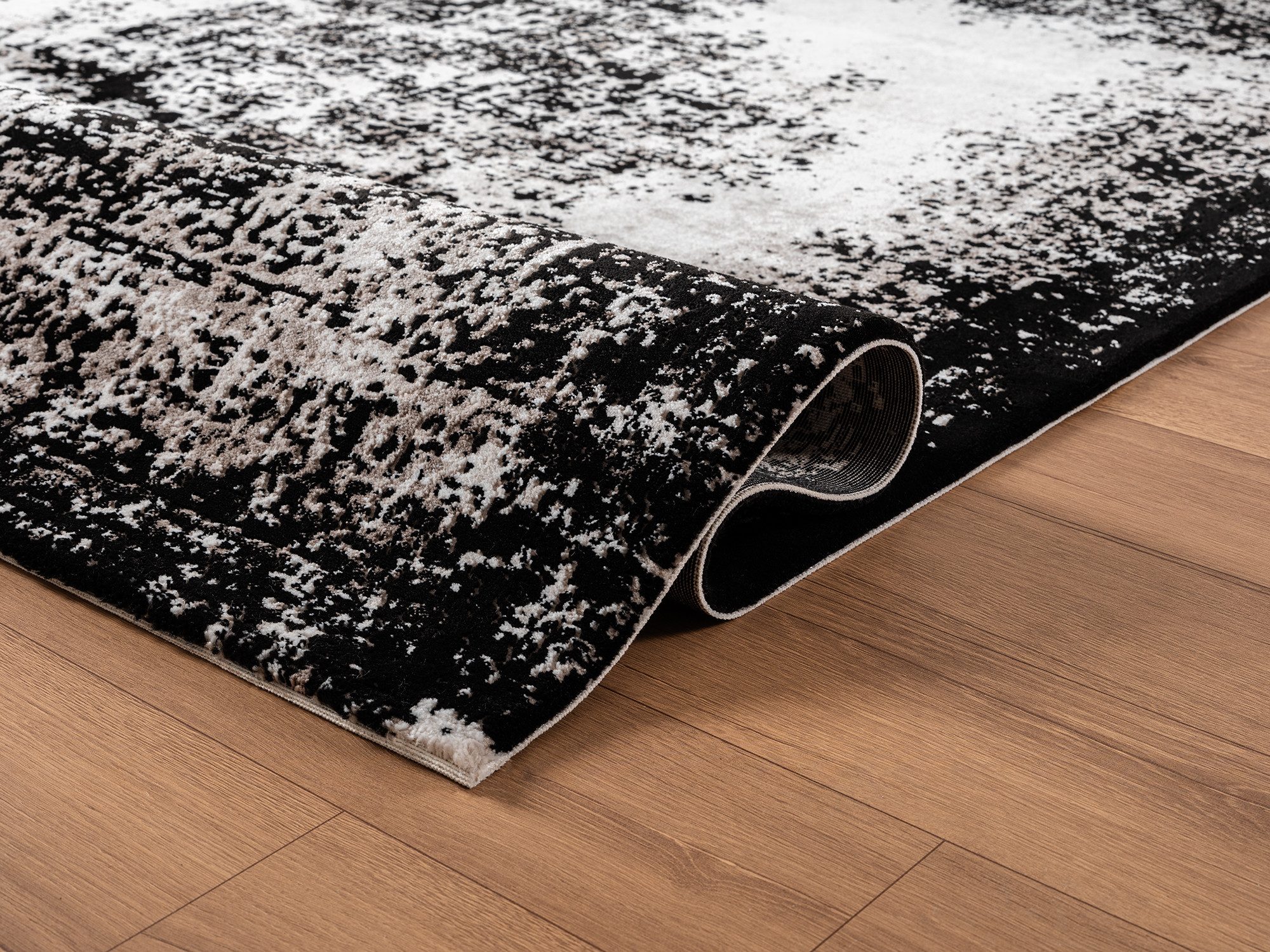 Carpetilla Designteppich Designer Wohnzimmer Teppich Schwarz-Cream, Rechteckig, Höhe: 13 mm, Wohnzimmer