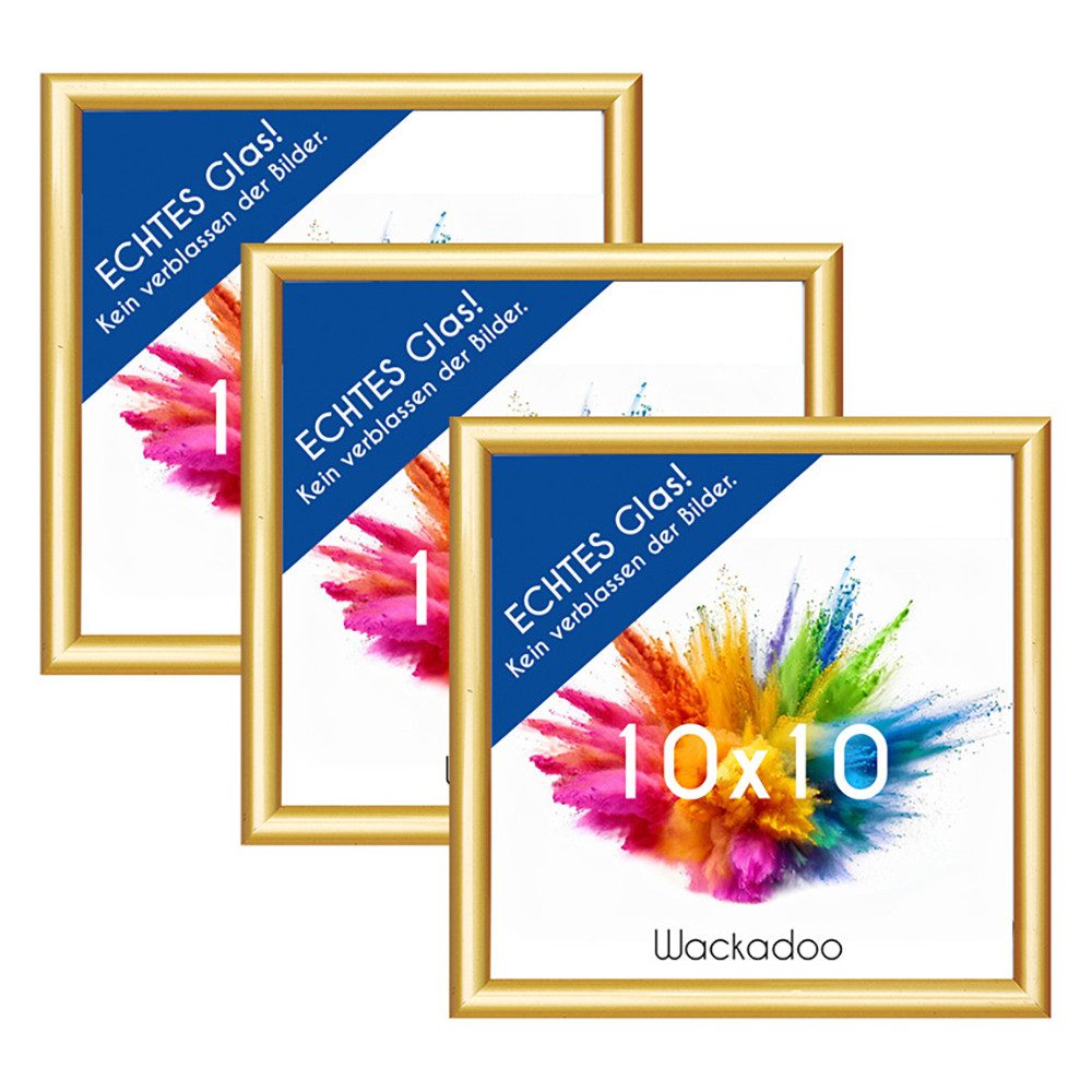 Wackadoo Living Bilderrahmen-Set Bilderrahmen mit Glasscheibe für Einzelbilder diverse Formate & Farben, (in Weiß, Schwarz, Silber oder Gold, moderner Kunststoffrahmen, 3 St), Fotowand, Puzzlerahmen, Dekoration, Poster, Collage für Fotos & Bilder