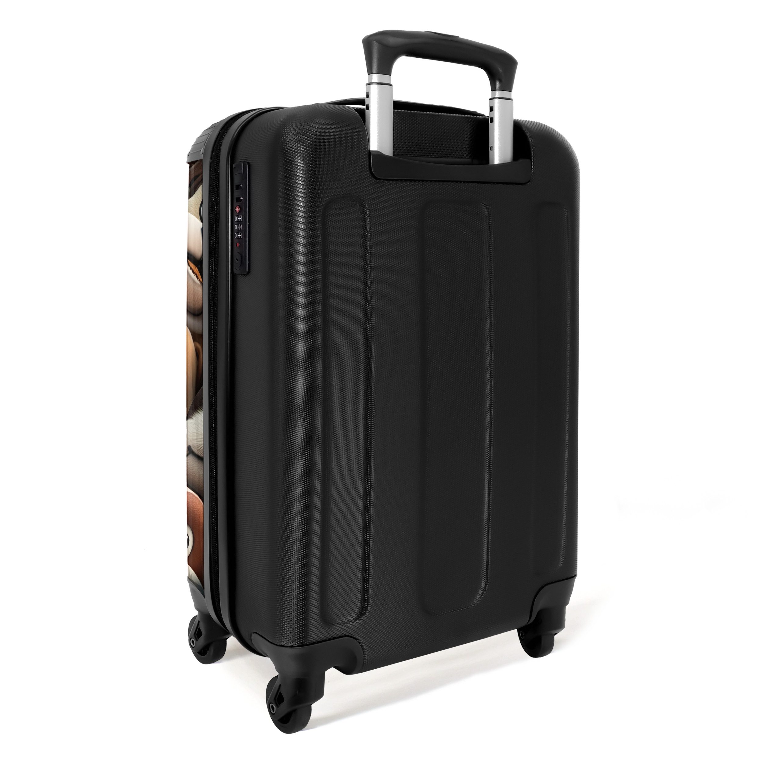 NoBoringSuitcases.com© Kinderkoffer Hund - Tiere - Muster - Braun - Mädchen - Jungen 55x35x20cm, 4 Rollen, Kinder Koffer Klein, Trolley Handgepäck, Reisekoffer