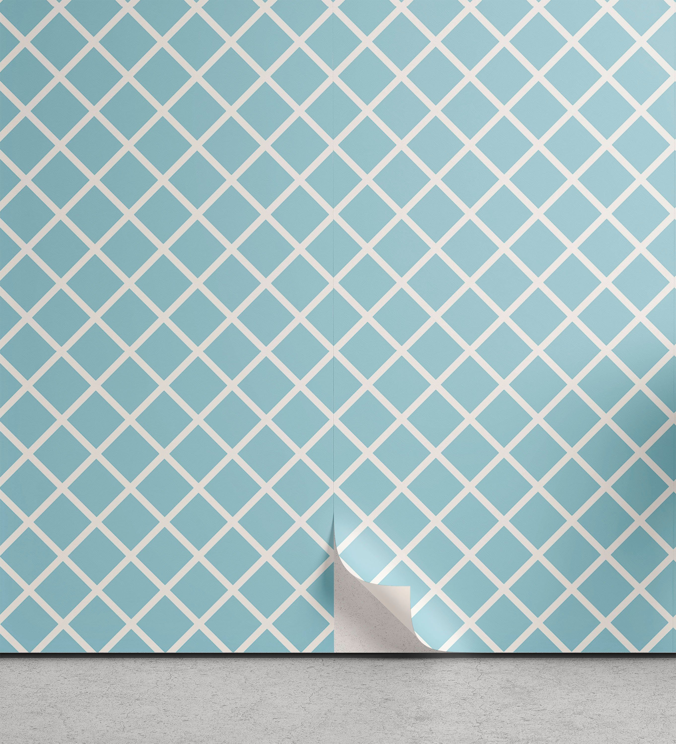Abakuhaus Vinyltapete selbstklebendes Wohnzimmer Küchenakzent, Retro Quadrate Linien Geometrische