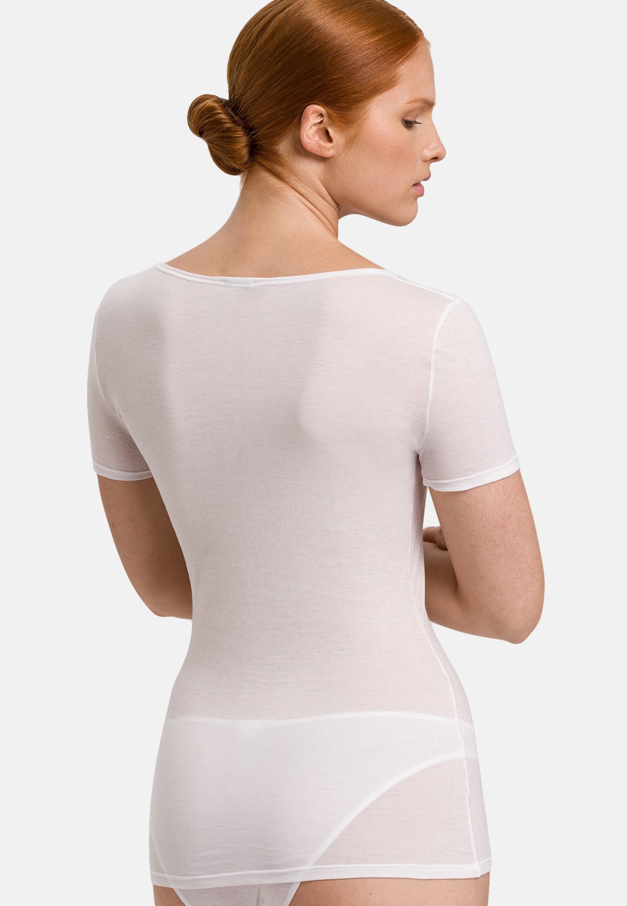 Hanro Unterhemd Ultralight (1-St) Unterhemd / Shirt Kurzarm - Baumwolle - Atmungsaktiv