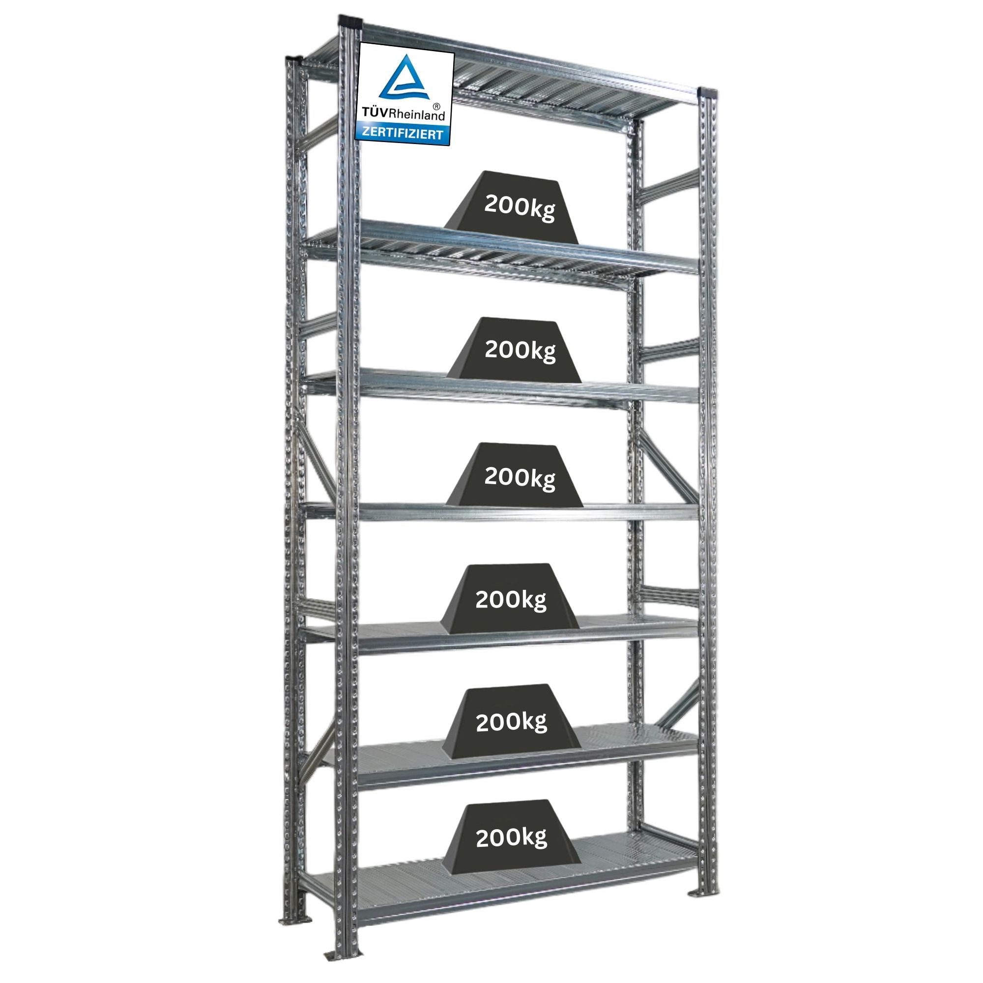 PROREGAL® Schwerlastregal Fachbodenregal PROXIMO Grundregal HxBxT 240x120x40cm Verzinkt