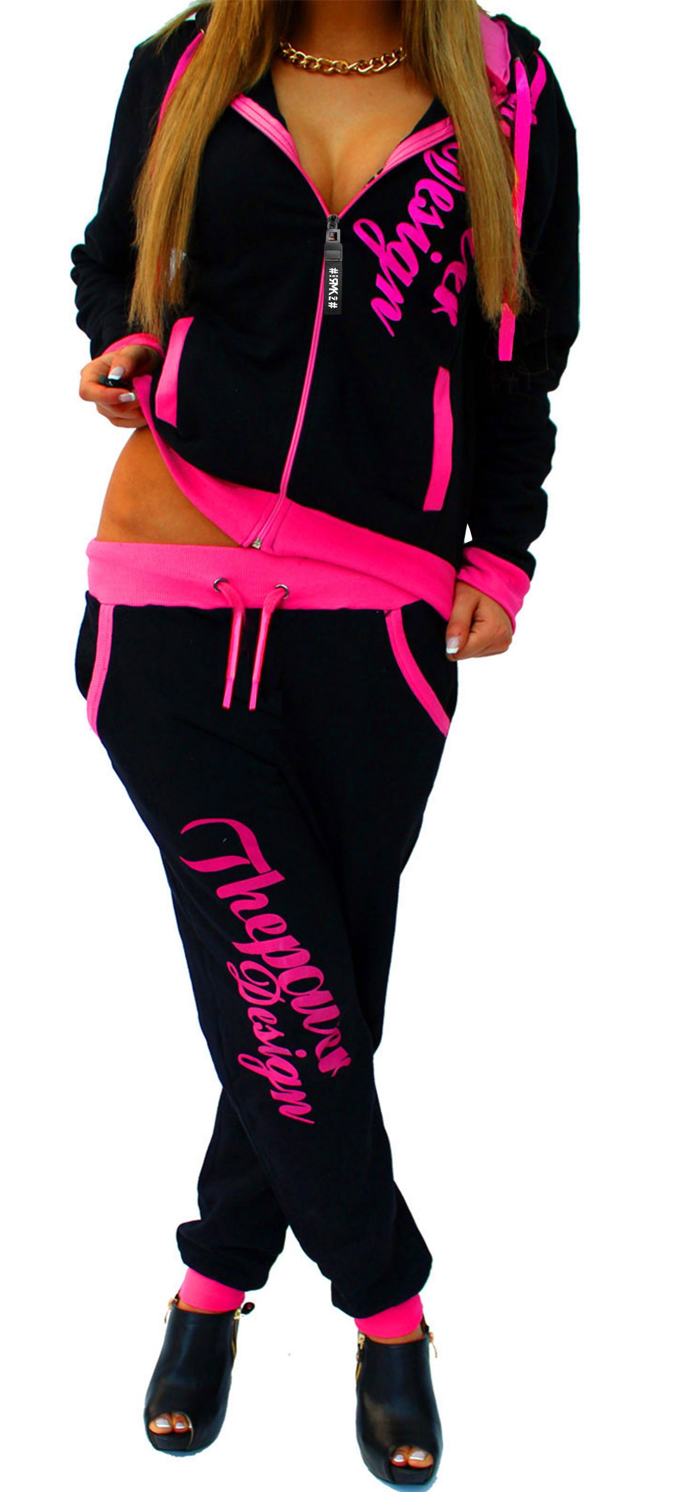 RMK Jogginganzug Damen Sportanzug The Power Design (Set), Trainingsanzug Freizeitanzug Fitness mit Kapuze