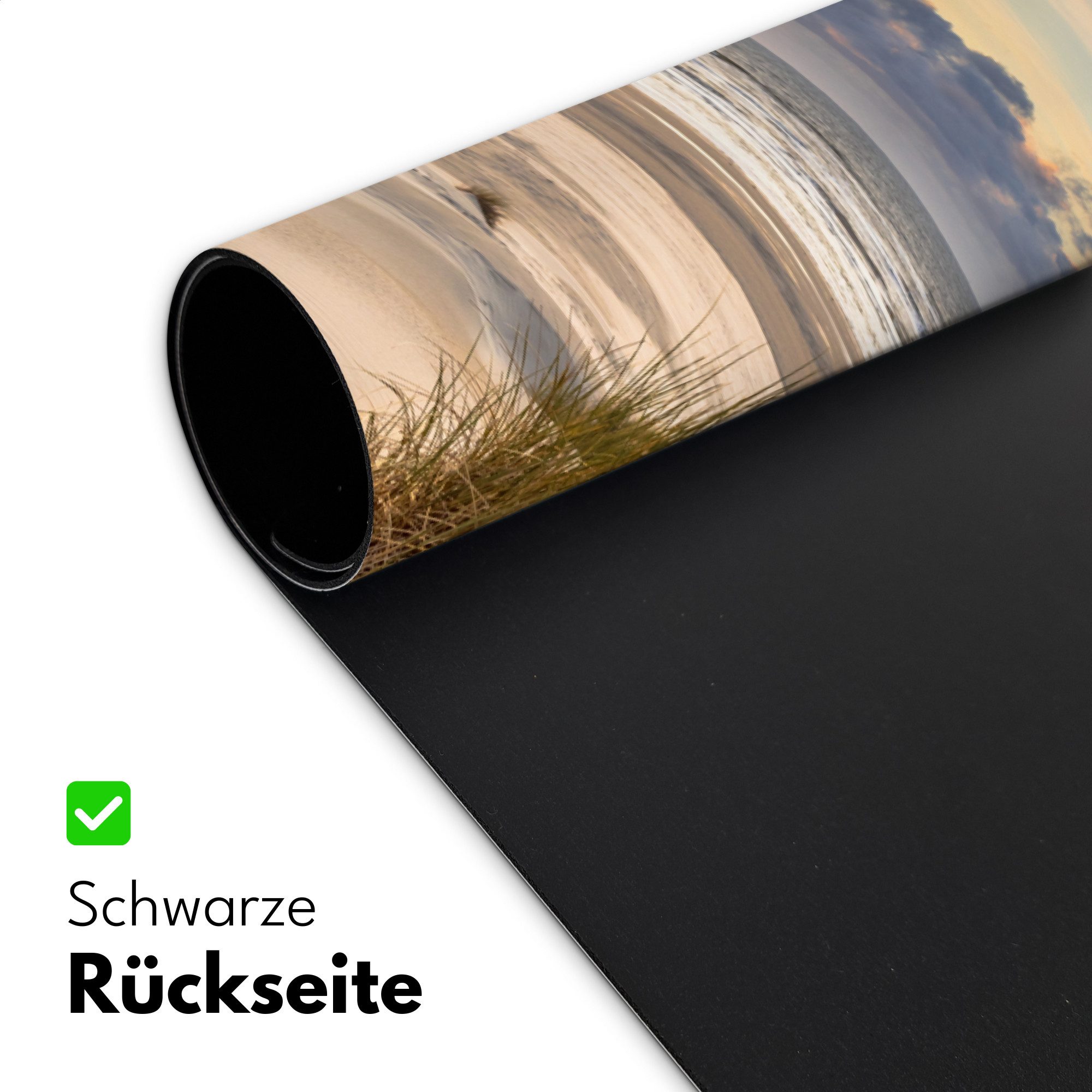 MuchoWow Gaming Mauspad Strand - Düne - Gras - Sonnenuntergang - Meer (1-St), Gaming Mauspad XXL, Schreibtischunterlage, Desk Mat Groß, 80x40 cm – Bild 4 von 5