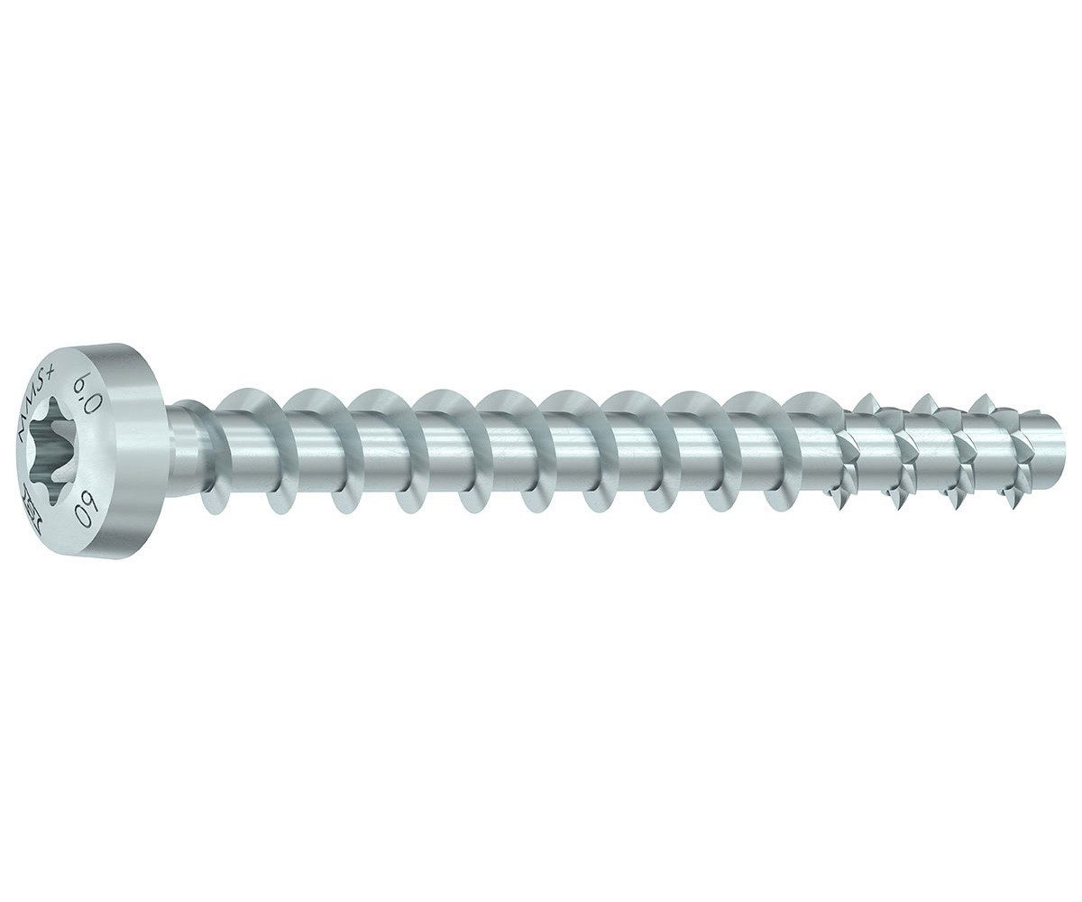 HECO Schrauben Betonschraube MULTI-MONTI-plus P Betonschraube, Rundkopf, TX40, Stahl weiß verzinkt, (200 St)