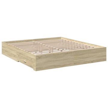 vidaXL Bett Bettgestell mit Schubladen Sonoma-Eiche 200x200cm Holzwerkstoff